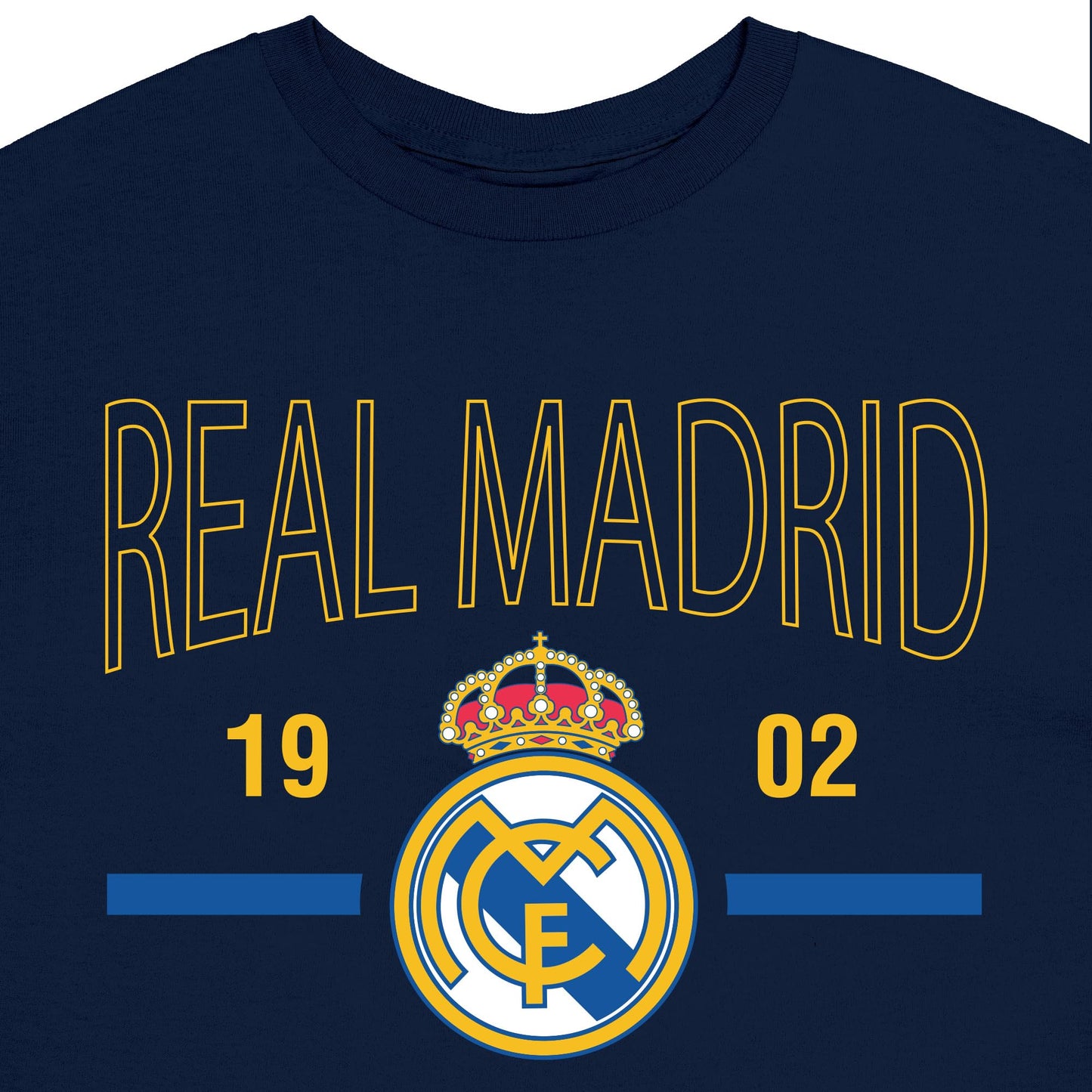 Icon Sports Officially Licensed Real Madrid CF Unisex Adult Cotton Shirt - Real Madrid Club Futbol Soccer Apparel Blue
