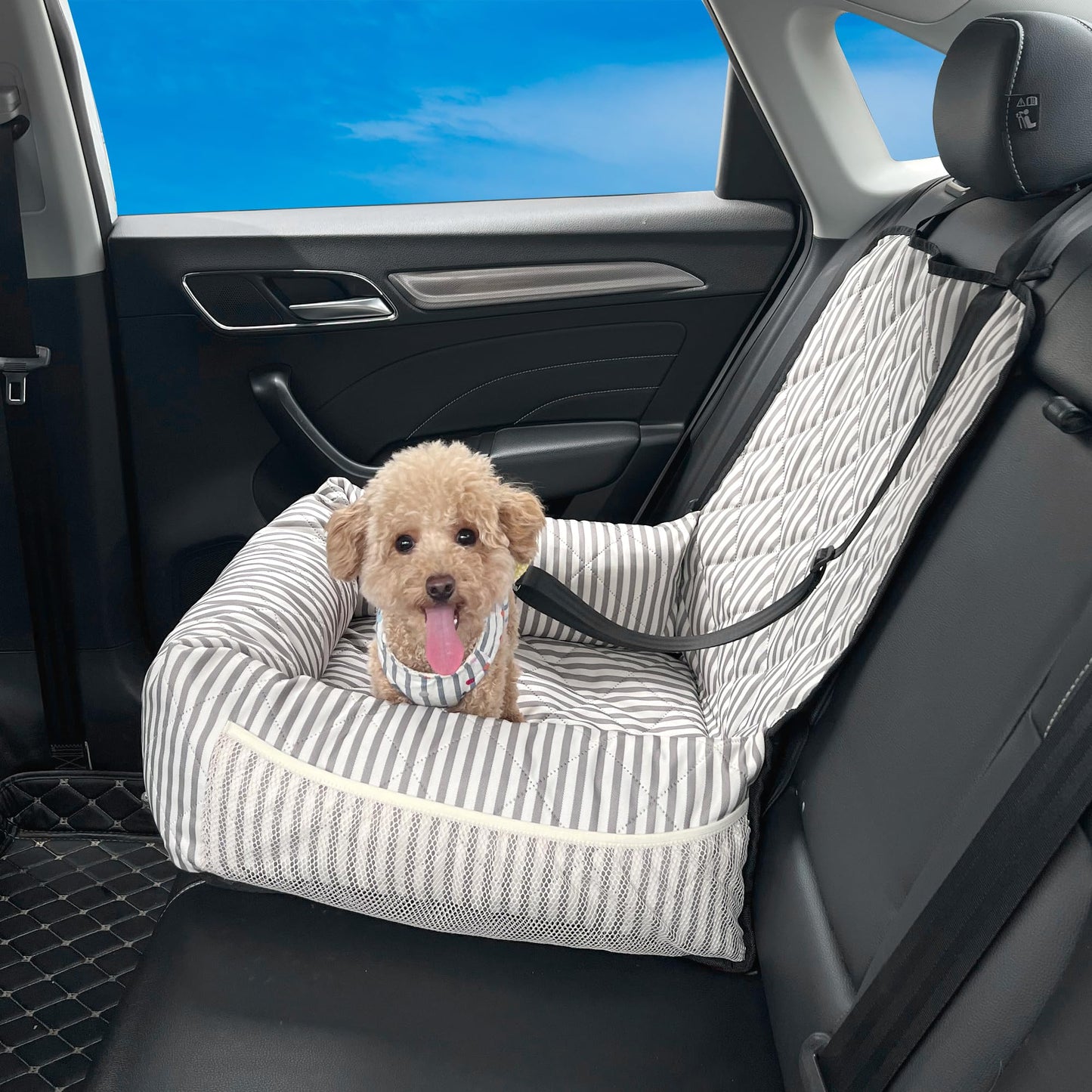 GeerDuo Dog Car Bed Seat for Small and Medium Dogs, Dog Booster Seat Sofa Pet Bed, Portable Dog Car Travel Carrier Bed (Medium)