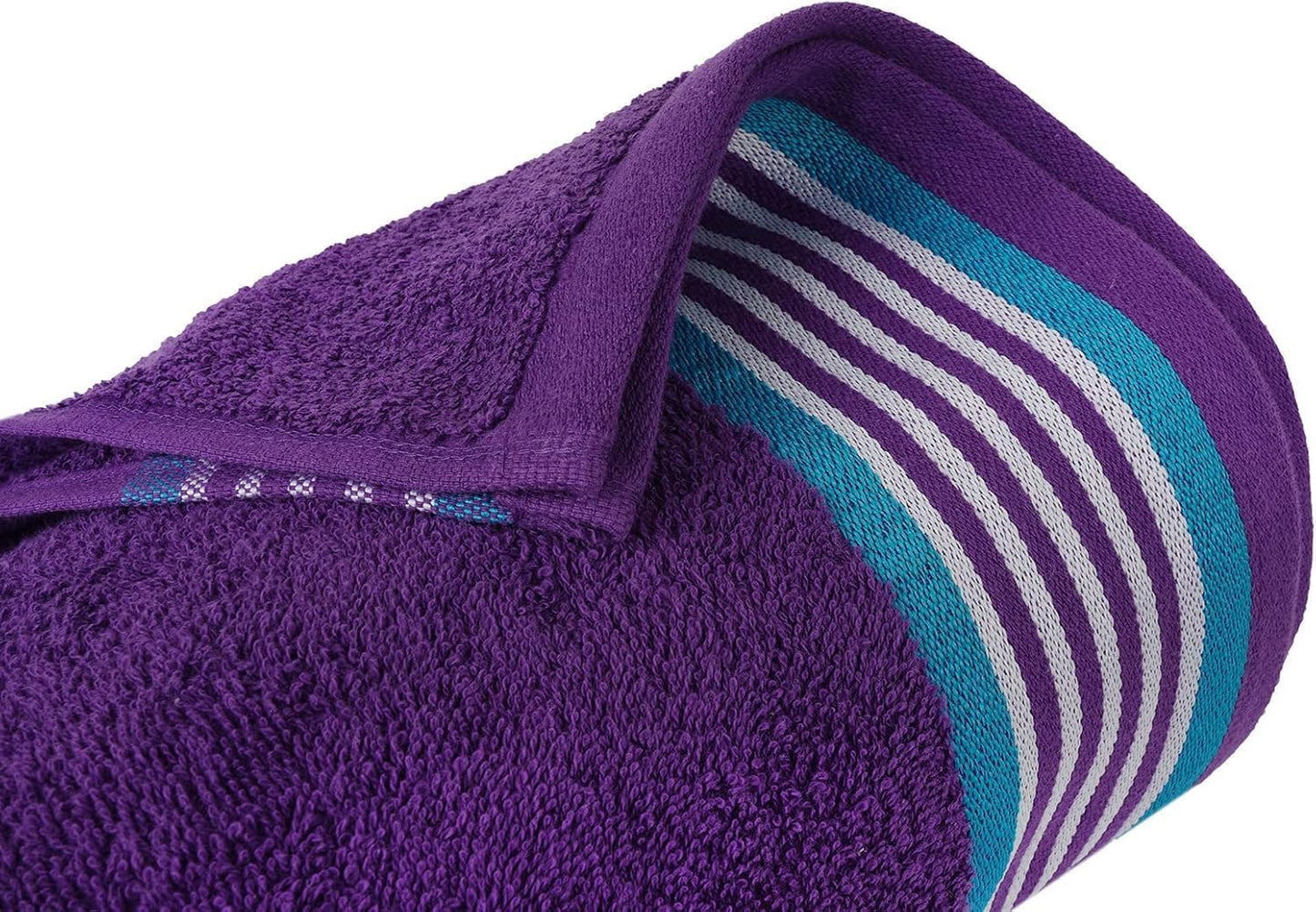 Casa Copenhagen He & She 6 Pieces Towel Set- Violet Indigo + Teal Green, 550 GSM 2 Bath Towel 2 Hand Towel 2 Washcloth, Designed in Denmark Made of Soft Egyptian Cotton for Bathroom, Kitchen & Shower