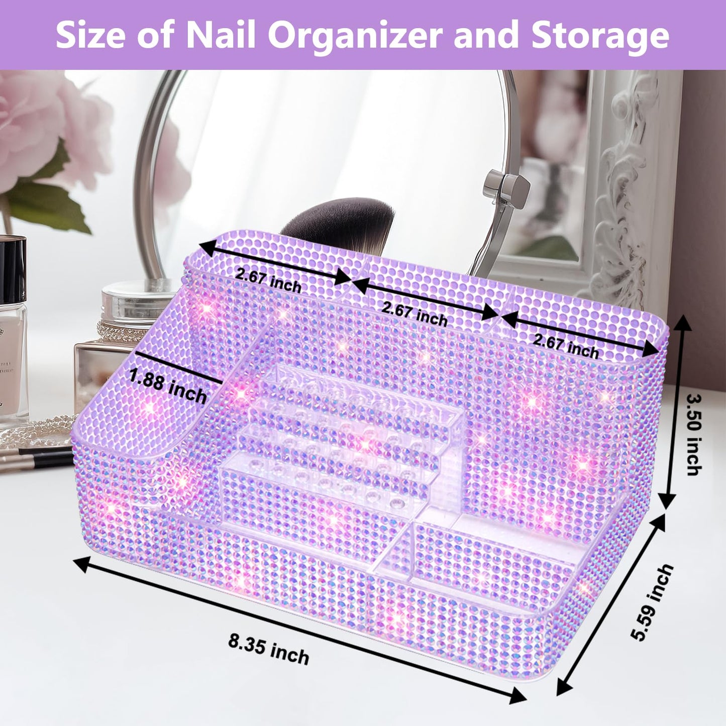 CGBE Nail Drill Holder, 28 Holes Drill Bit Holder for Nails, Professional Nail Tool Organizer, Nail Desk Organizer for Nail Tech, Nail Salon DIY Use - Diamond Purple (Not Including Nail Drill Set)