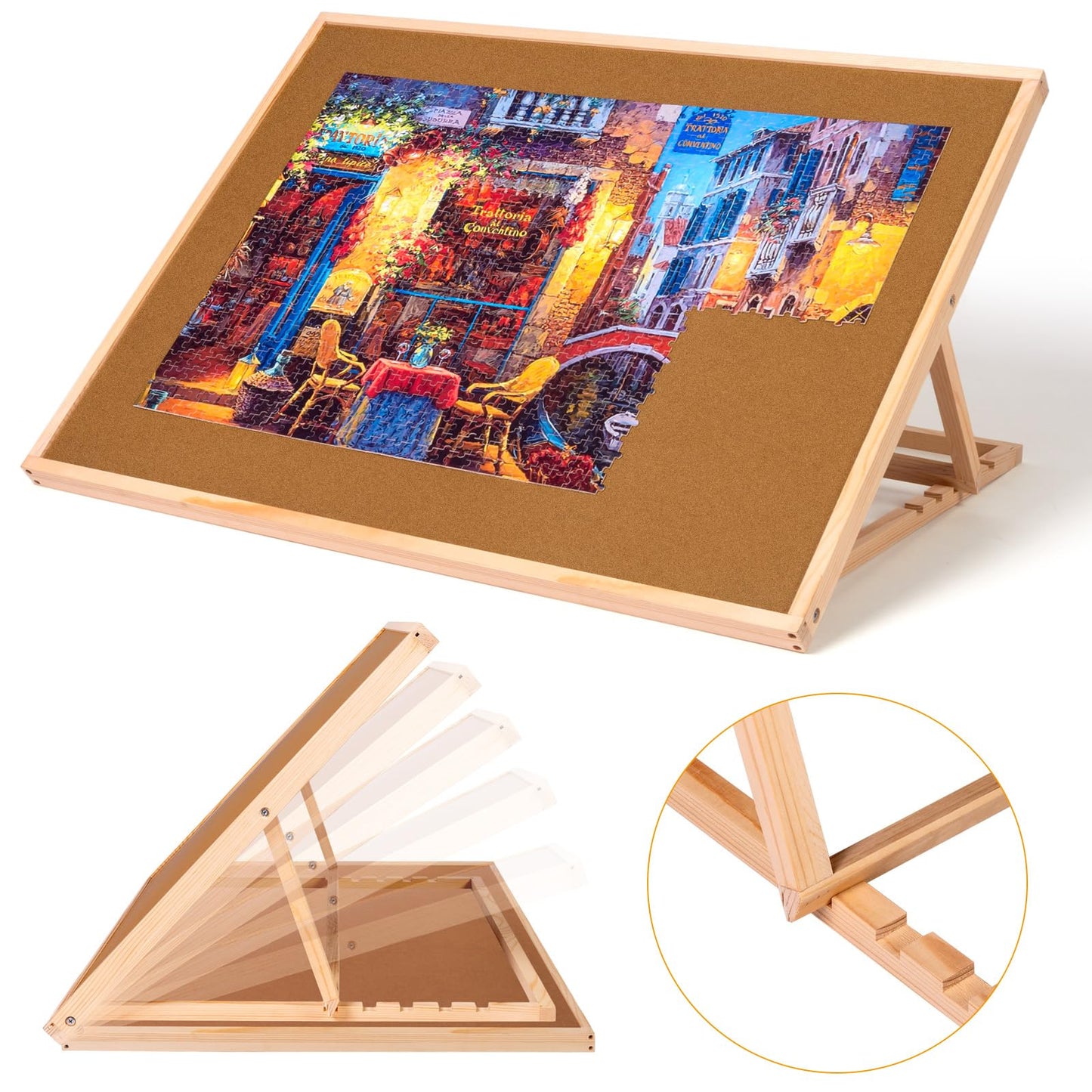 Pulchra 1000PCS Wooden Jigsaw Puzzle Board with Adjustable Bracket Portable Puzzle Table | Puzzle Organizer Boards Storage Accessories for Adults Children Kids