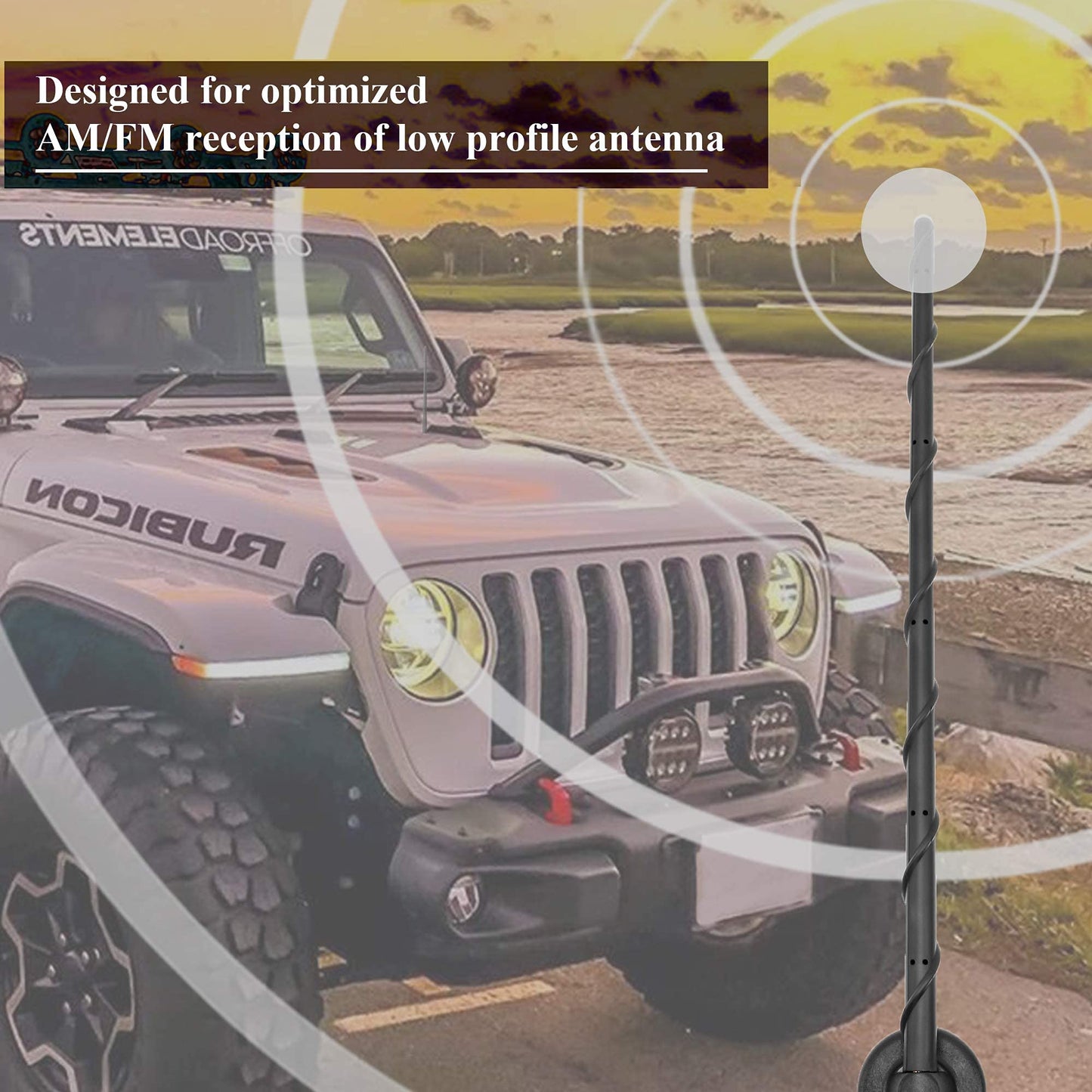 KSaAuto 16 Inch Antenna Compatible with 2007-2024 Jeep Wrangler JK JL JKU JLU Gladiator JT, for Jeep Exterior Accessories Antenna Replacement