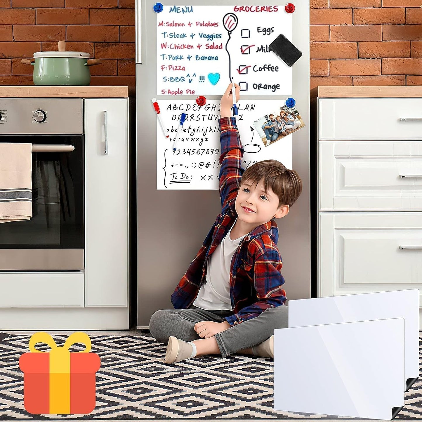 Babenoun Magnetic Whiteboard Contact Paper, 76 * 100cm(30" x 40" Stick on Magnetic Dry Erase White Board Sticker on Wall, Easy to Write for Drawing, School, Office, Kitchen Fridge
