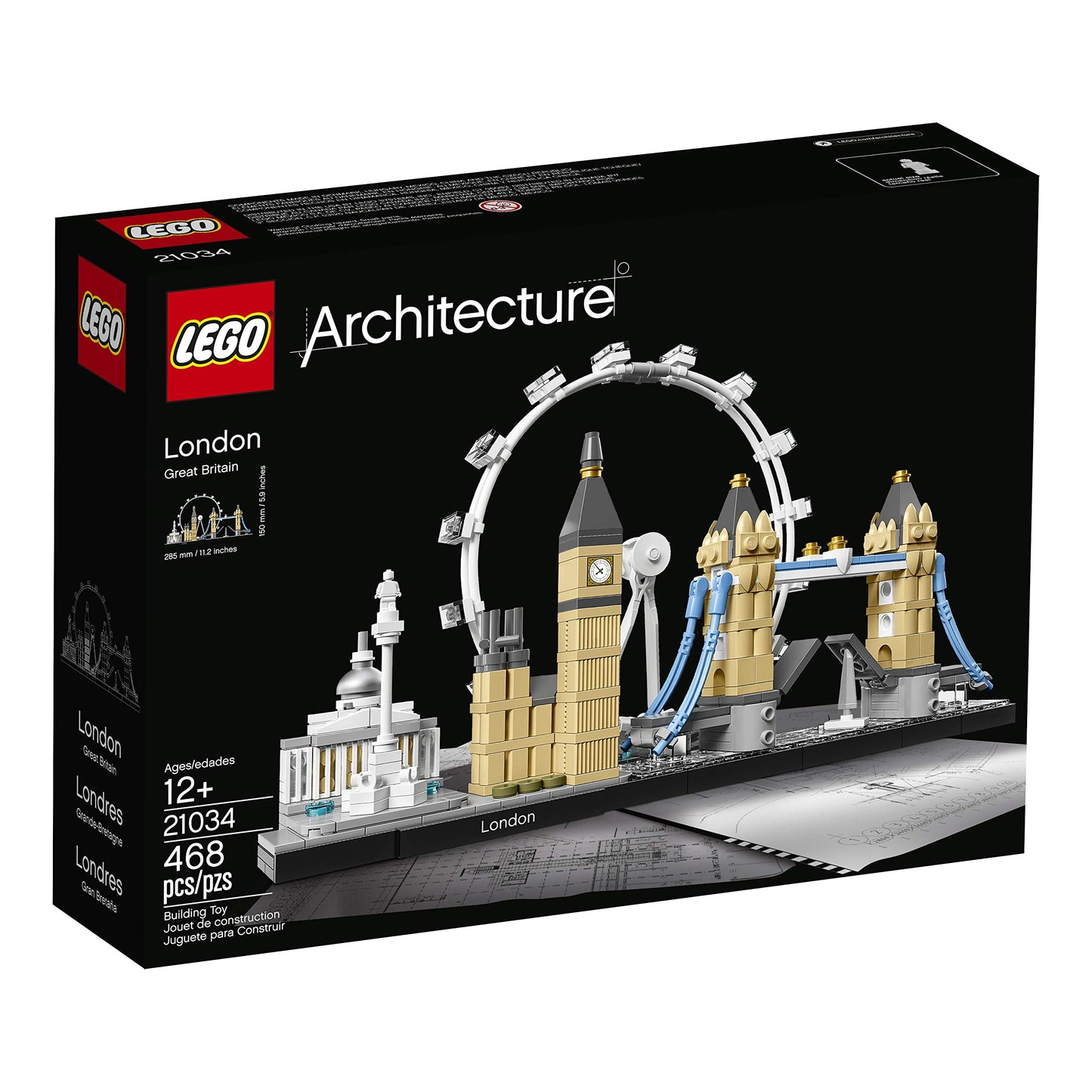 LEGO Architecture London Skyline 21034 Collectible Model Building Kit with London Eye, Big Ben, and Tower Bridge, Office Home Décor, Skyline Collection