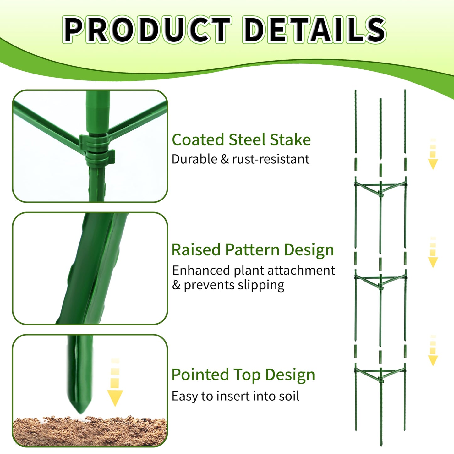 6-Pack 63-Inch Adjustable Tomato Cages, Heavy-Duty Metal Plant Support Trellis for Garden and Pots, DIY Tomato Stakes, Height Adjustable 16 to 378 Inches