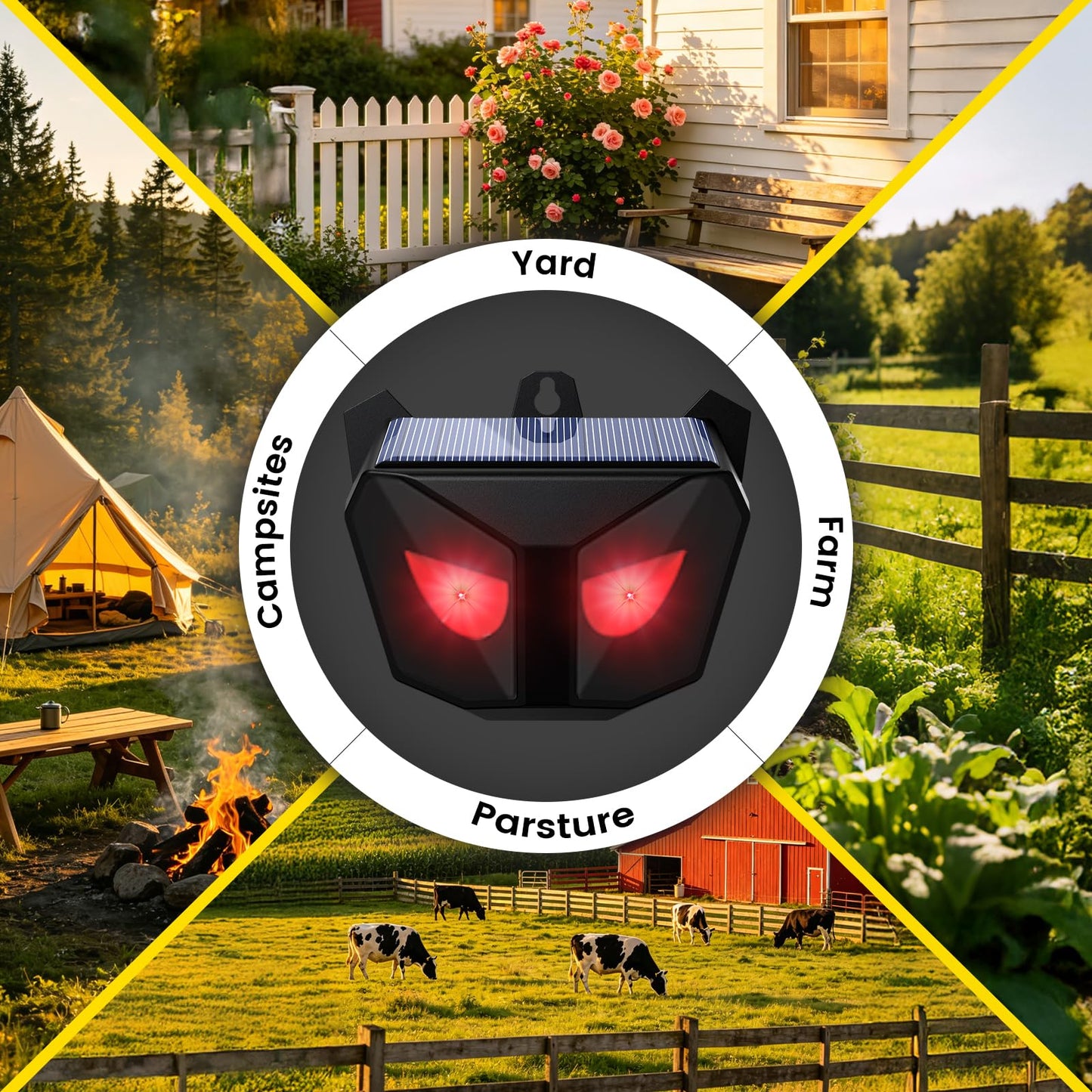 Ultrasonic Animal Repellent Outdoor, Solar Power Cat Rodent Raccoon Repeller, Rabbit Snake Control Device with Motion Sensor and FIashing Light, Waterproof Outdoor Animal Repellent for Deer Squirrel