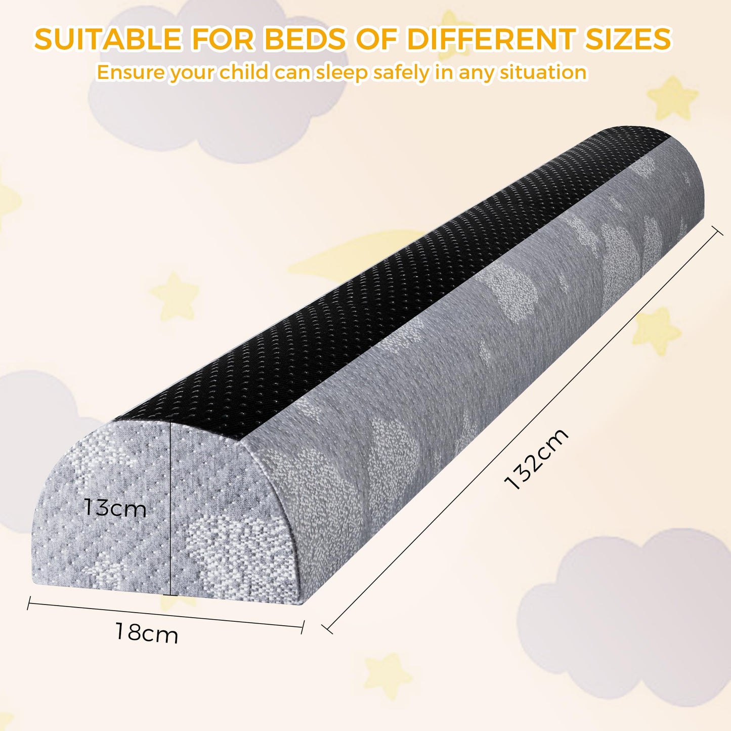 Kohentact Bed Rail Bumpers for Toddlers - Foam Bed Bumper Guard with Dual Non-Slip Pads Waterproof Washable Soft Removable Cover Safe Bed Rail for Toddlers, Kids Seniors