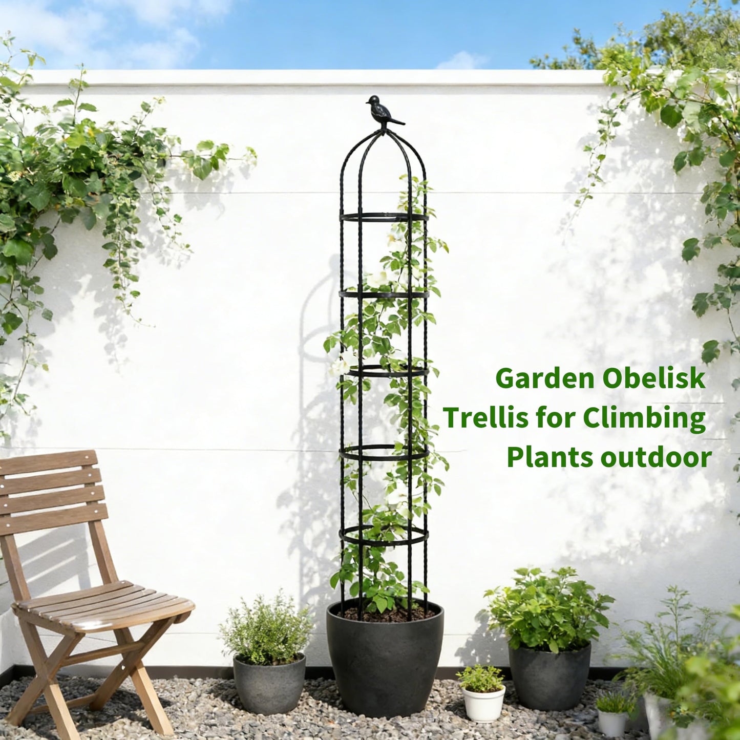 2Pack 6.7FT Garden Trellis for Climbing Plants Outdoor&Indoor, Rustproof Metal Plant Trellis, Obelisk Trellis for Vegetable, Flower, Tomato, Cucumber, Clematis, Rose, Raspberry