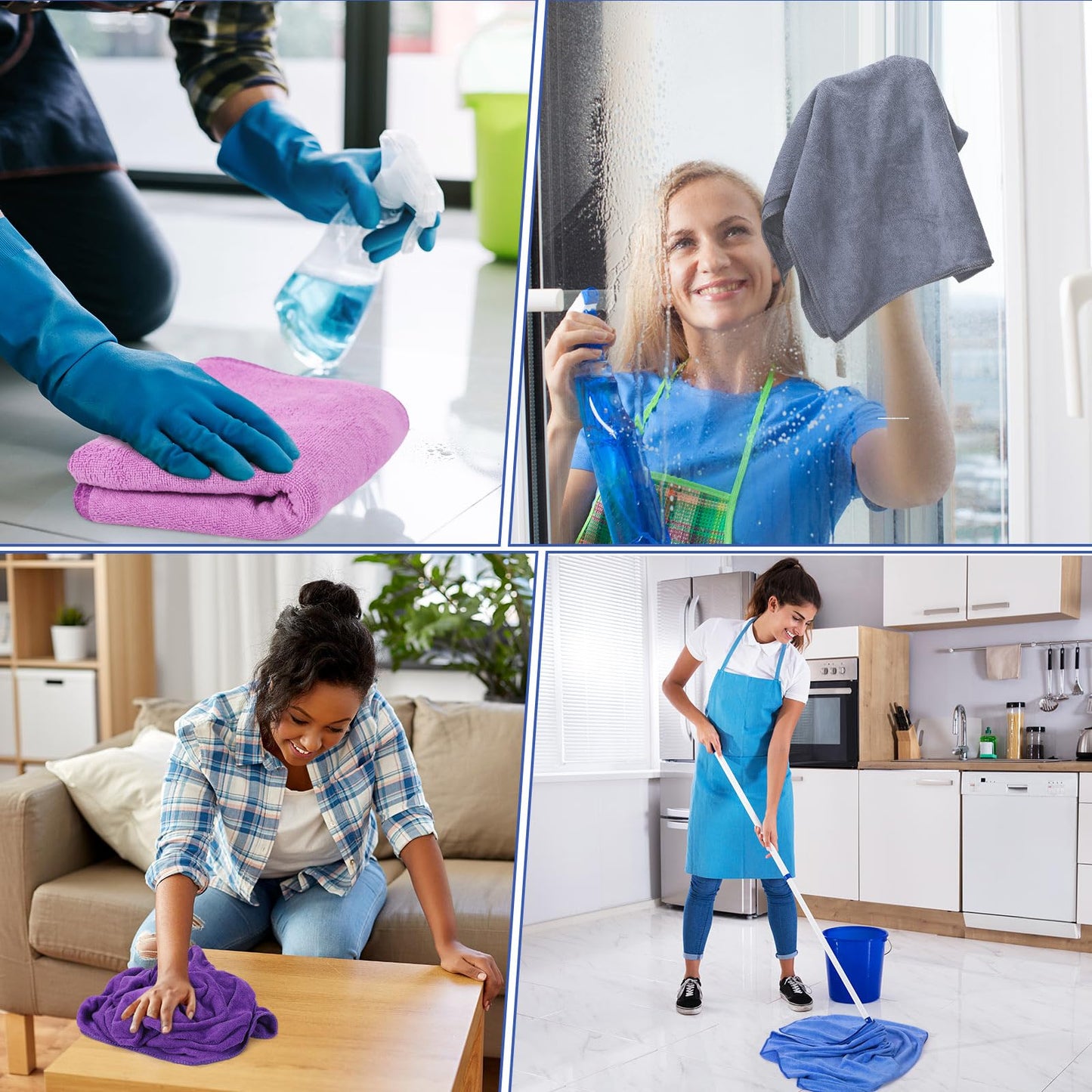 SmoothNovelty 10 Pcs Extra Large Microfiber Cleaning Cloth 30" x 20" Large Floor Microfiber Towel Reusable Washable Free Lint Free Cloth Rag for Squeegee Mop Floor Window Housekeeping(Bright Color)