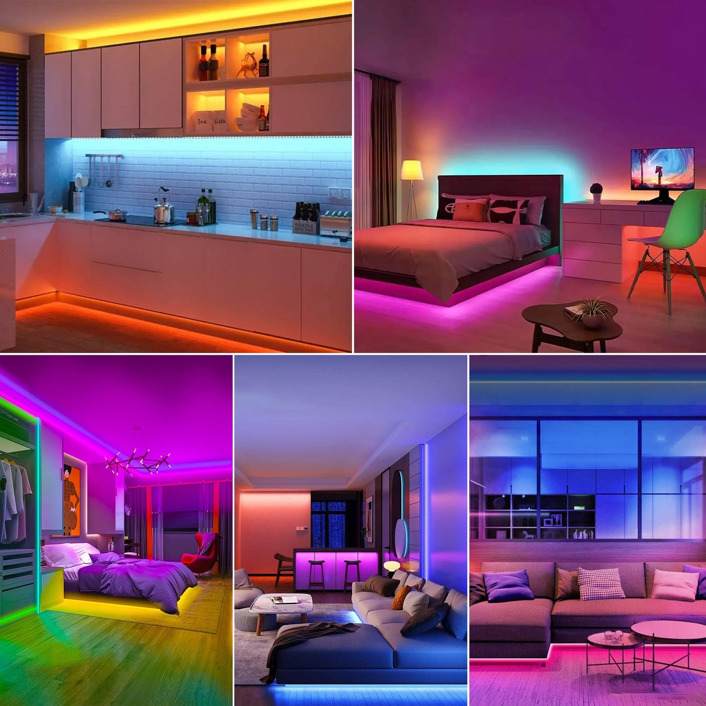 DAYBETTER 100ft Led Strip Lights for Bedroom with App Control Remote, 5050 RGB Led Lights for Bedroom, Music Sync Color Changing Strips for Room Party (2 Rolls of 50ft)