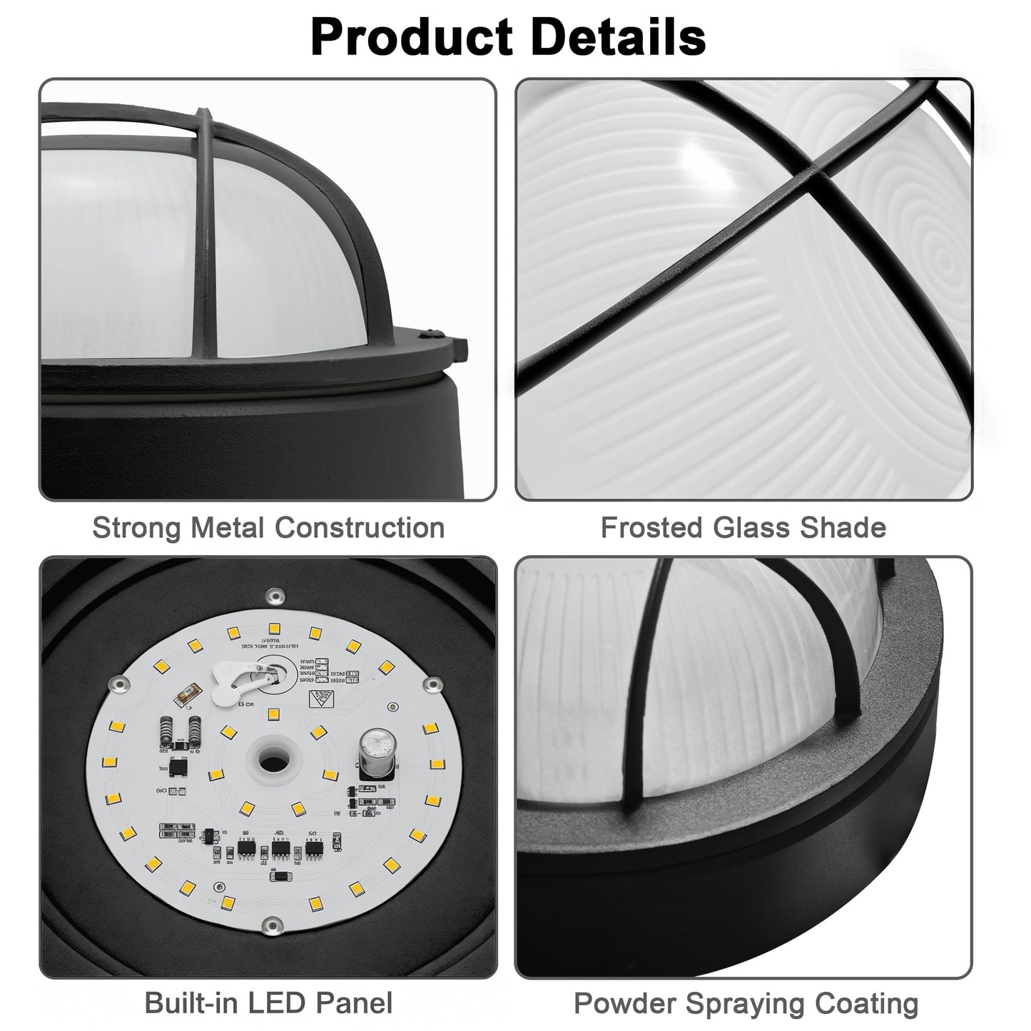 8" Nautical Bulkhead Light,Black Round LED Sauna Light Fixture, 8" Nautical Bulkhead Outdoor Lights LED 3000K,1500LM,15W
