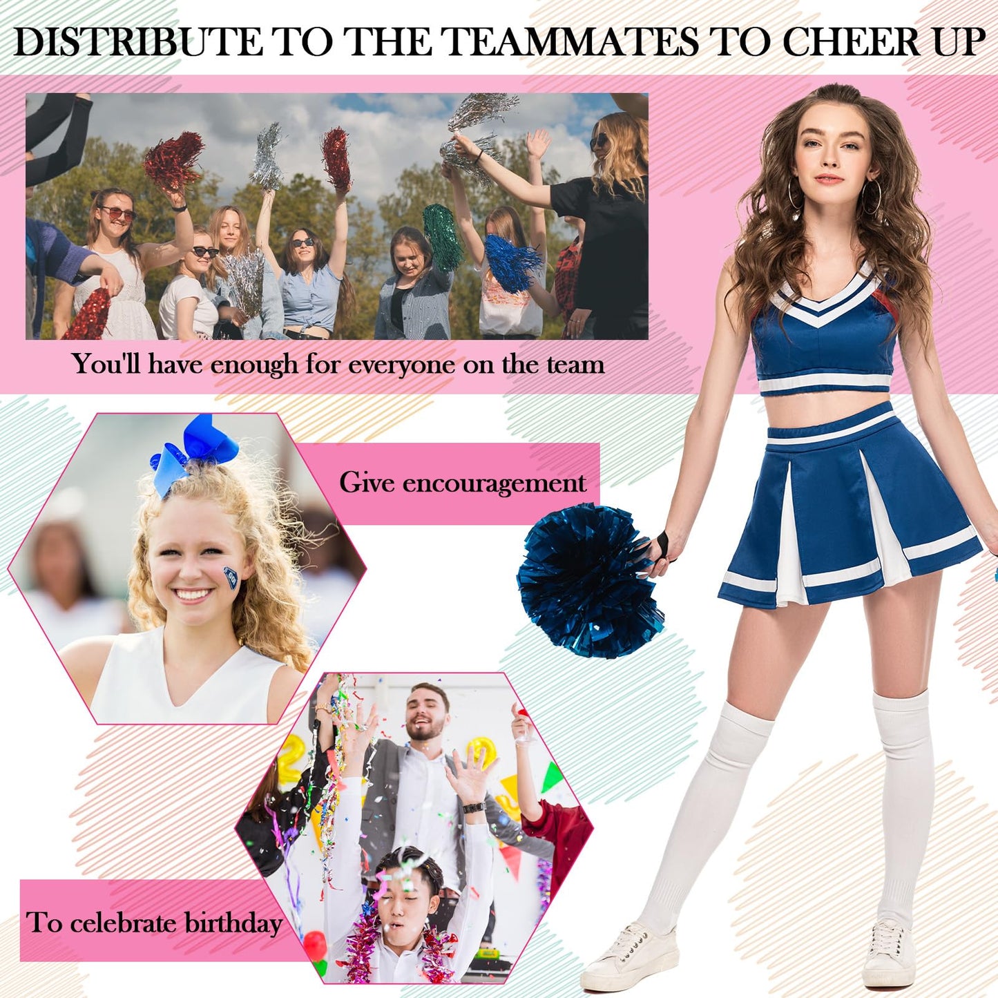 48 Pcs Cheer Gifts Kit 12pcs Canvas Makeup Cheer Bags for Cheerleaders 12pcs Cheer Scrunchies Bulk 12pcs Cheerleading Makeup Mirror 12pcs Lipstick Lip Balm Holder Keychain for Cheerleader Girls