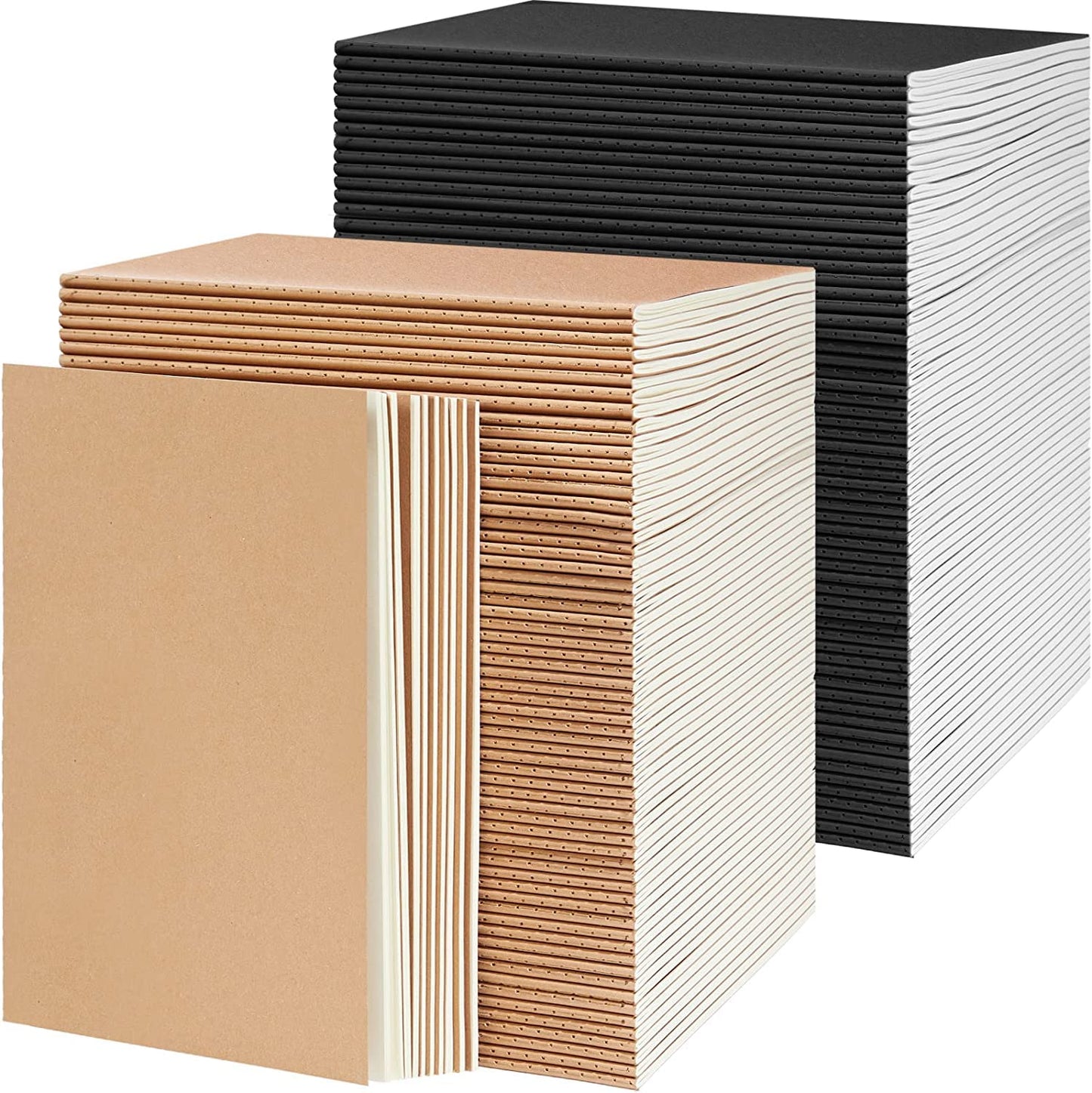 36 Pack A5 Kraft Paper Notebook Journals 5.5 Inch x 8.3 Inch Journal Softcover Line Notebooks Bulk for Kids Student Writing Sketch Travel Journal Office with 60 Pages 30 Sheets (Black,Brown)