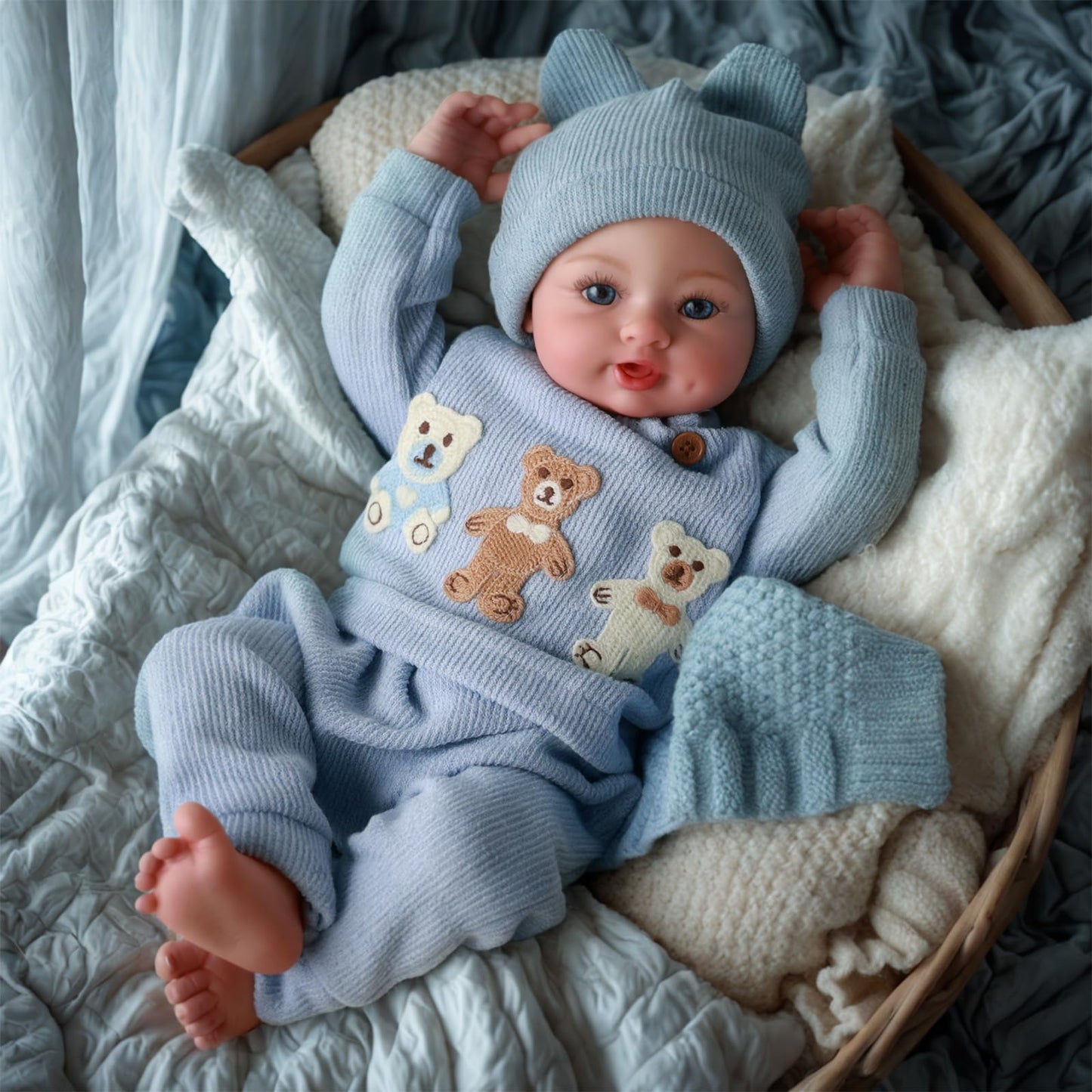 BABESIDE Reborn Baby Dolls Boy - 17 Inch Lifelike Newborn Baby Doll Handmade Real Life Baby Dolls Reborn Toddler with Soft Cloth Body Gift Toys for Kids Age 3 +