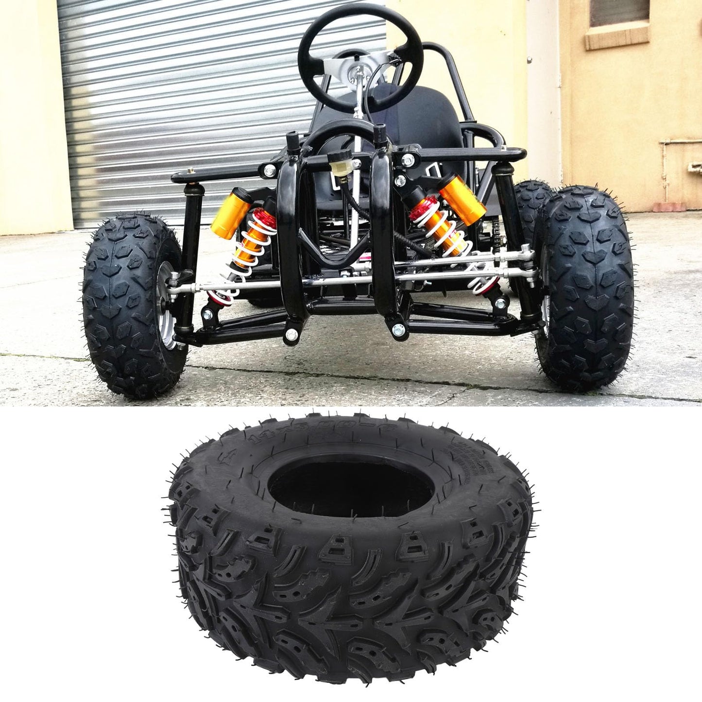 14x5.00-6 ATV UTV Tire, Universal All Terrain Tire, Trail Mud Sand Off Road Tire for 4 Wheelers ATV, Quad Lawn, Wheelbarrows, Go Kart, Snow Blower, Tractor, Lawn Mower Tires