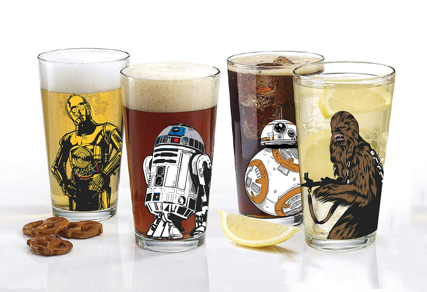 Star Wars Classic Pint Glass Set (Chewbacca, BB-8, R2-D2, C3-P0)