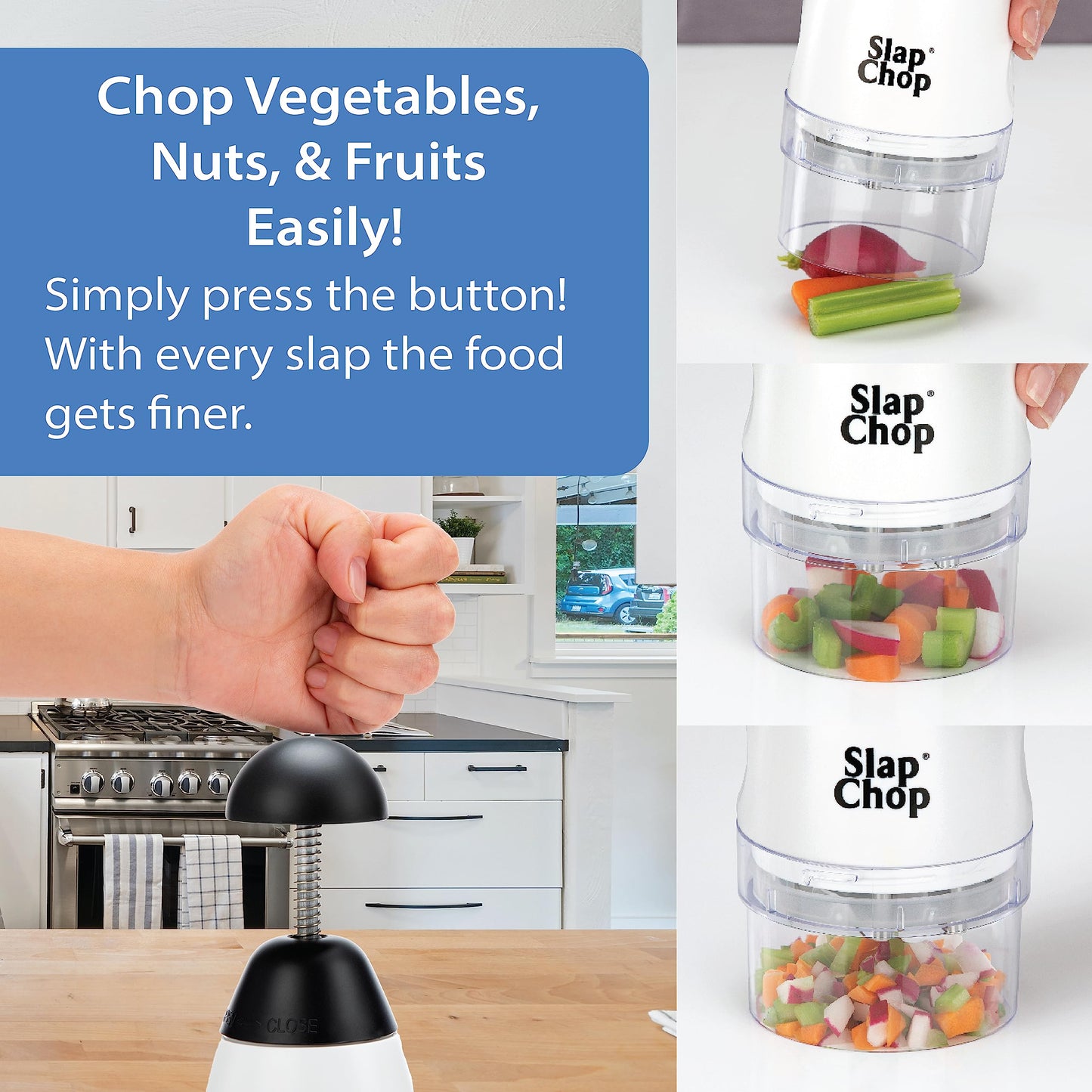 Original Slap Chop Slicer with Stainless Steel Blades | Vegetable Chopper Gadget | Mini Chopper for Salads | Kitchen Accessory