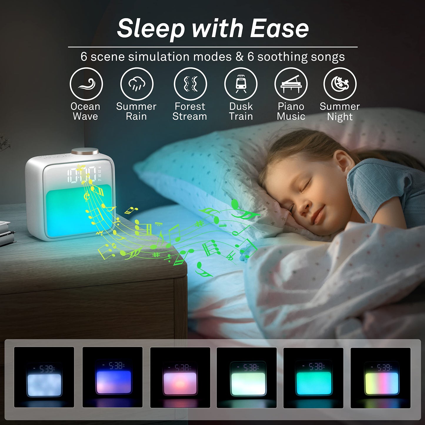 Alarm Clock Light, AIRIVO Alarm Clock for Bedrooms, 6 Scenes Simulation & 6 Soothing Sounds Wake Up Light, Dual Alarms & Snooze, for Heavy Sleepers Sleep Aid