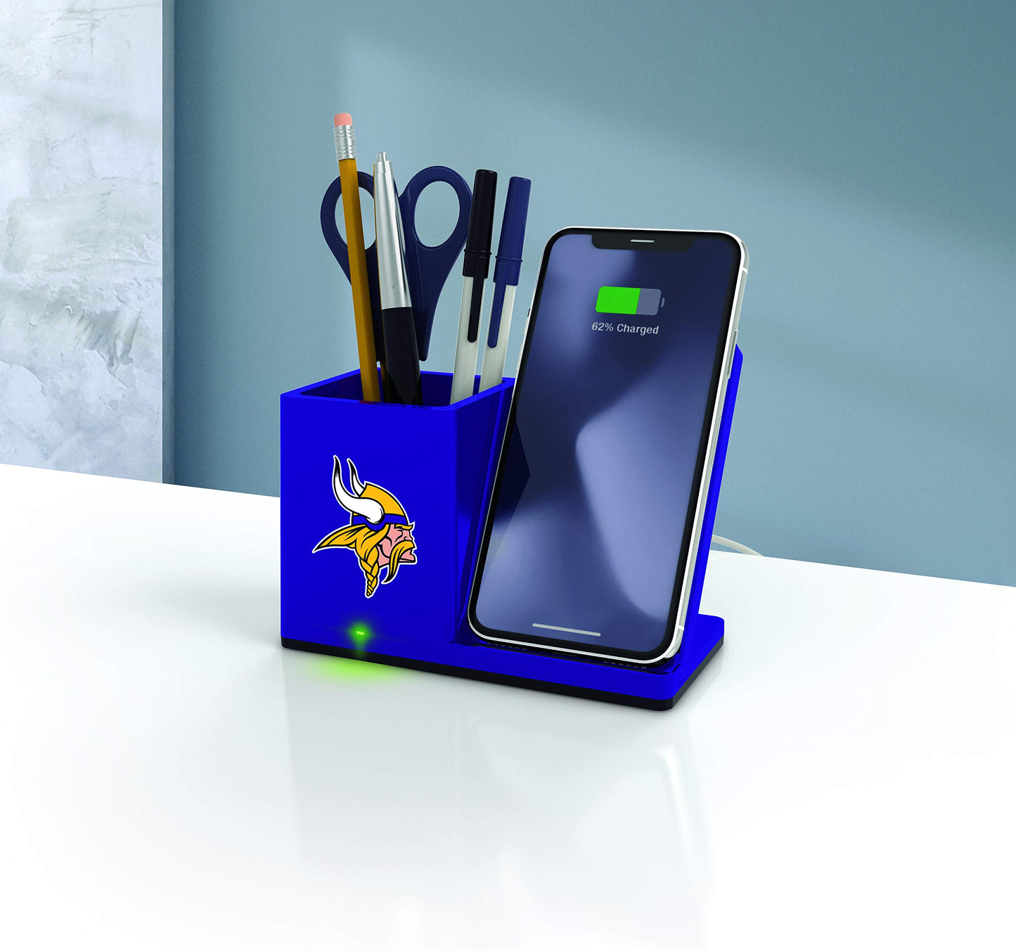 NFL Minnesota Vikings Wireless Charger and Desktop Organizer, Team Color