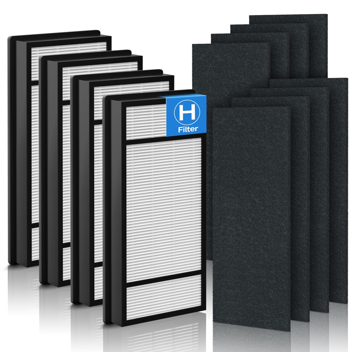 4 True HEPA Replacement Filter H + 8 Carbon Pre Filter B Compatible with Honeywell HPA050, HPA060, HPA150, HPA160, HHT055, HHT155 Series Air Purifier, Part# HRF-H1 HRF-H2 HRF-B1