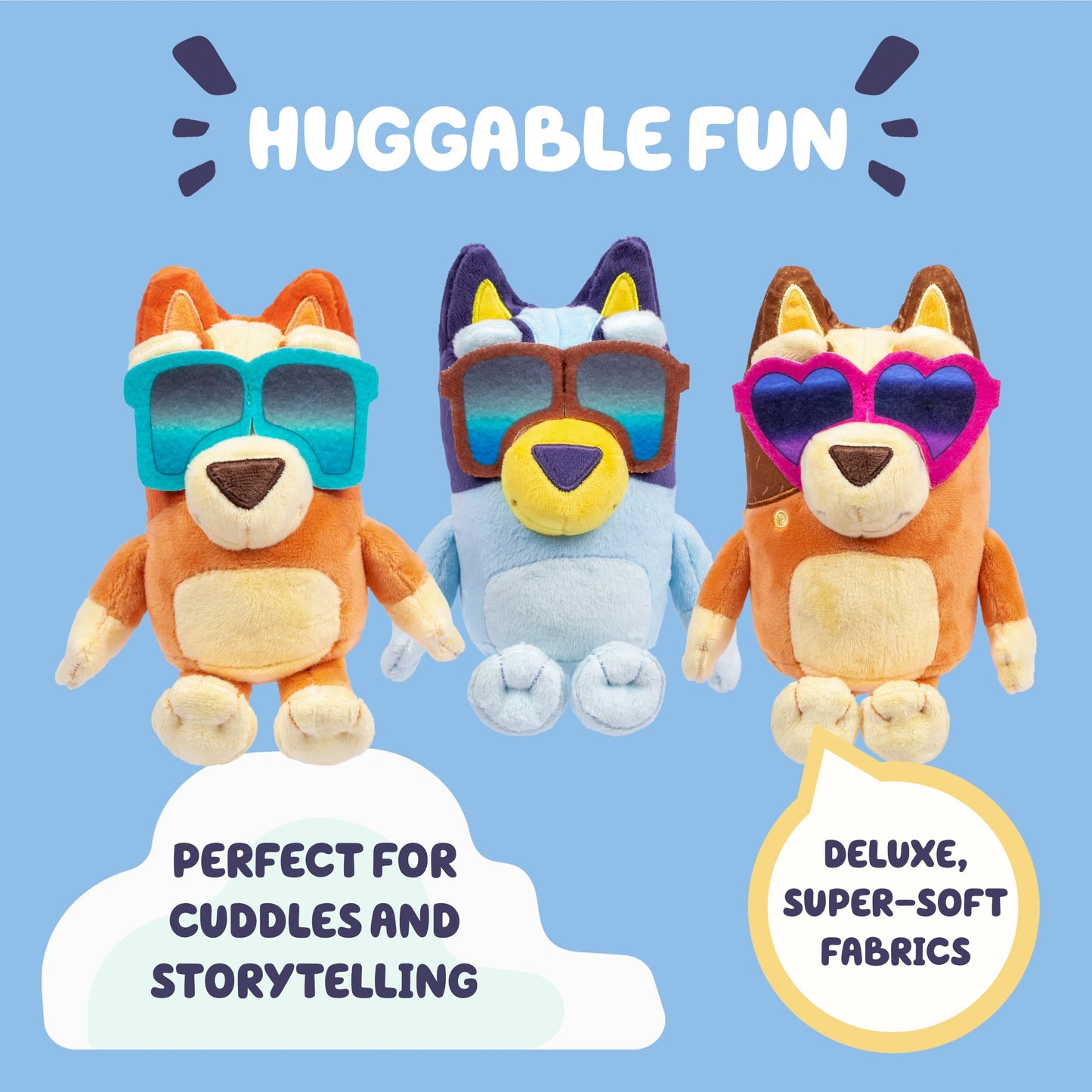 Bluey Buddies Big Heeler 4WD with Family, Exclusive Plush Bluey, Bingo and Chilli, with Sticker Sheet and Opening Bonnet/Hood for Fun Storage