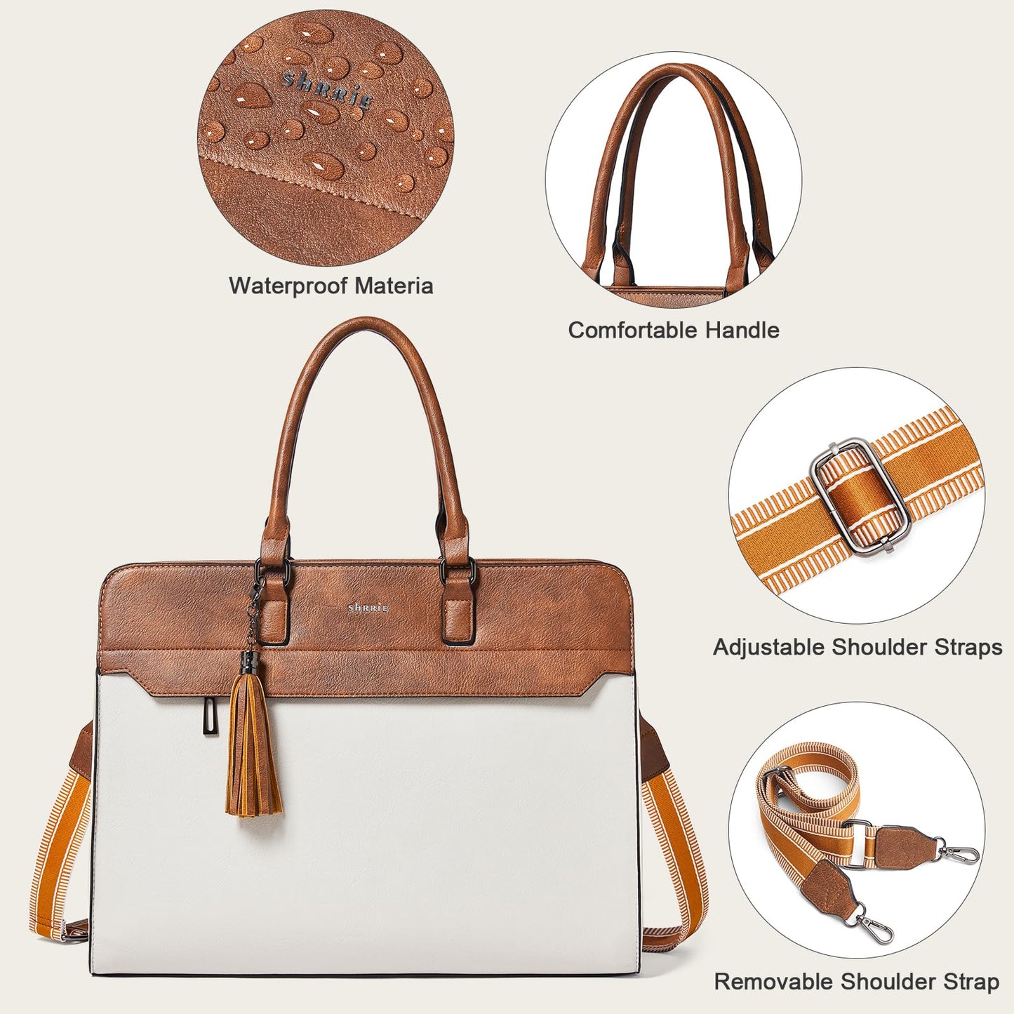 Shrrie 15.6 inches Laptop Bag for Women,Water-Resistant Work Bag Laptop Tote Bag,Briefcase with Satchel Purse