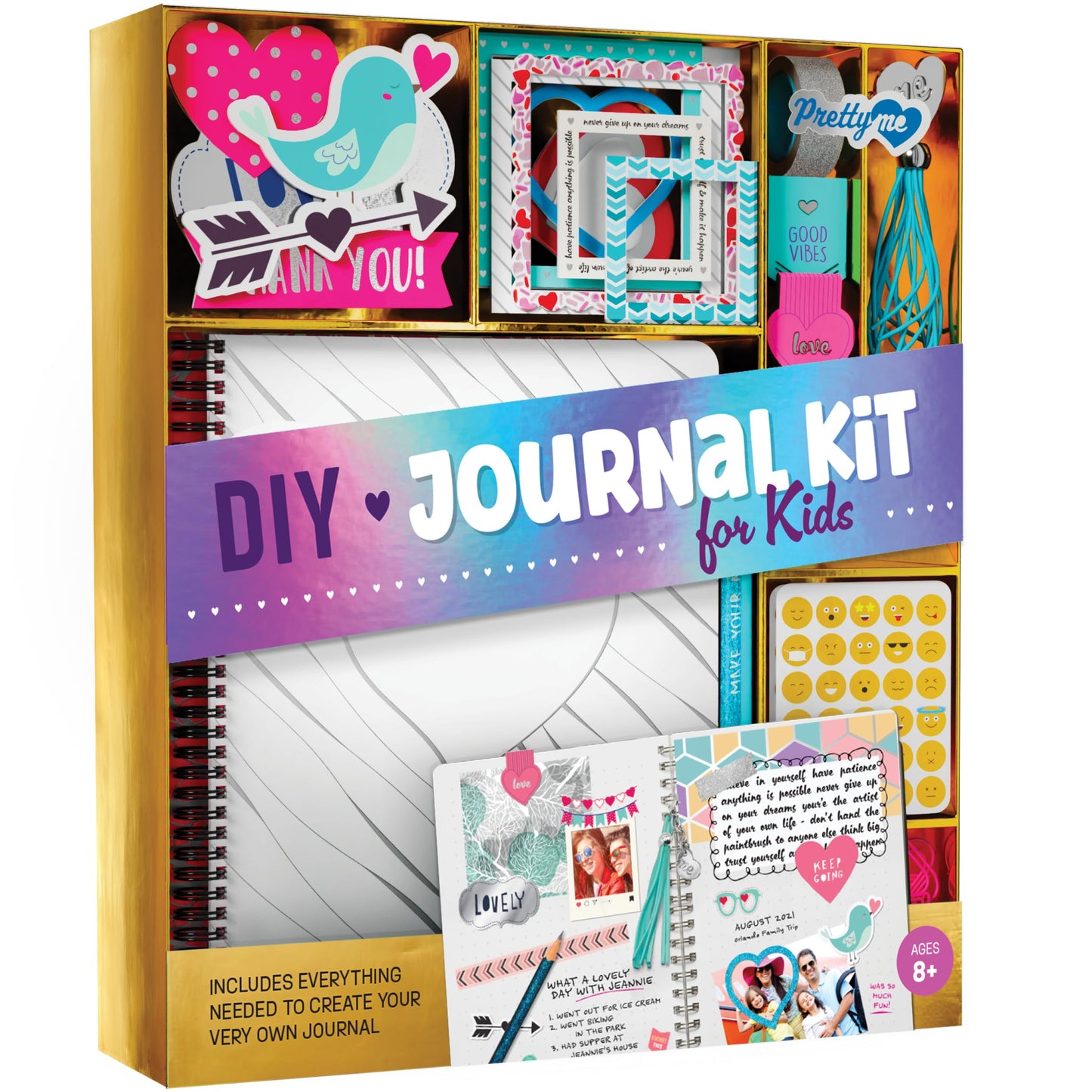 Pretty Me DIY Journal Kit for Girls - Great Gift 8-14 Year Old Girl Cool Birthday Gifts Ideas Teen Age Fun, Cute Art & Crafts Stuff Tween Teenage Kids Scrapbook Diary Supplies Set, Multicolored