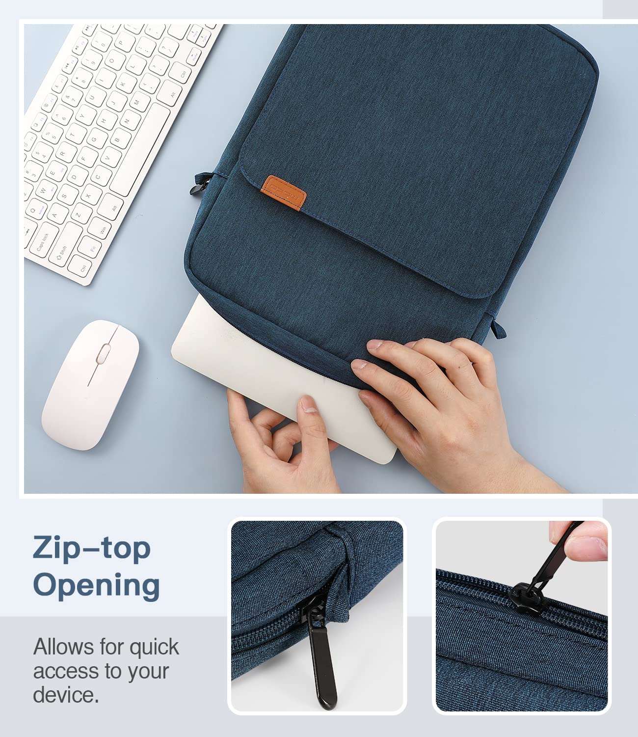MoKo 13.3-14 Inch Laptop Sleeve Bag Fits MacBook Pro M3/M2 14" 2023, MacBook Pro 13" M2, New MacBook Air 13.6" M3/M2 2024/2022,Tab S8 Ultra 14.6",Handle Carrying Case with Shoulder Strap, Indigo