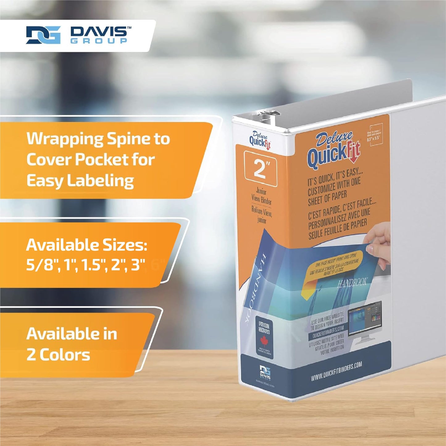 Davis Group QuickFit Junior Binder, Premium Small Clear-View 3-Ring Binder for School, Office, or Home, Made in Canada, 5.5" x 8.5", White, 6 Pack, 2 Inch