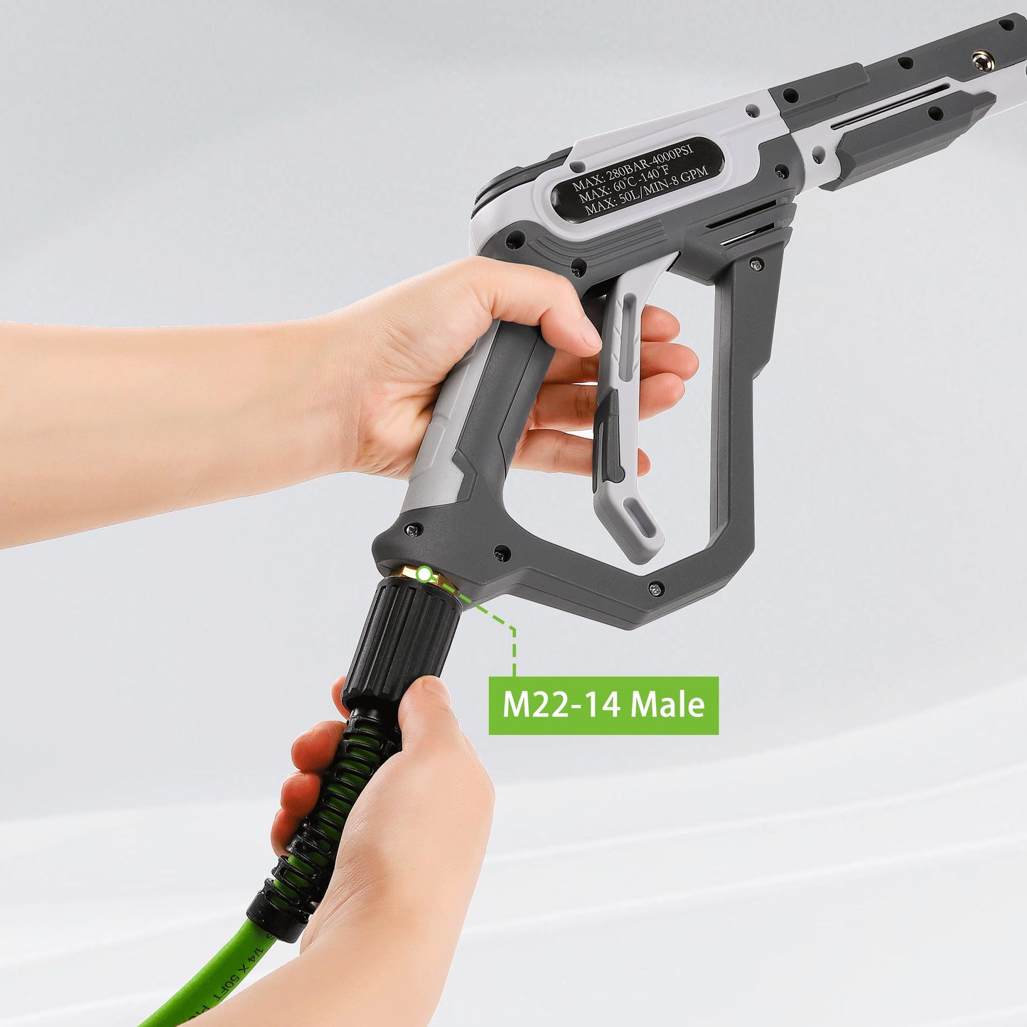 PWACCS Pressure Washer Hose 50 FT x 1/4", Power Washer Hose Kink Resistant, High-Pressure Washing Extension Hoses with M22-14mm Fittings, Compatible with Karcher K2, K3, K4, K5, K6, K7