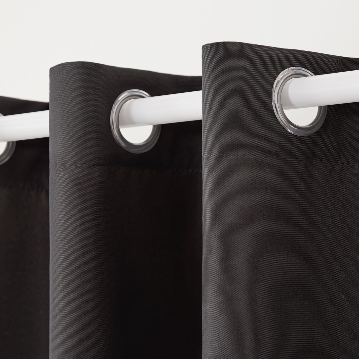 TOWN & COUNTRY BASICS Cabana Solid Heavyweight Indoor Outdoor Curtains, Light Filtering Opacity with Grommet Top, Water Repellent, 2-Pack Set, 54"x96", Black