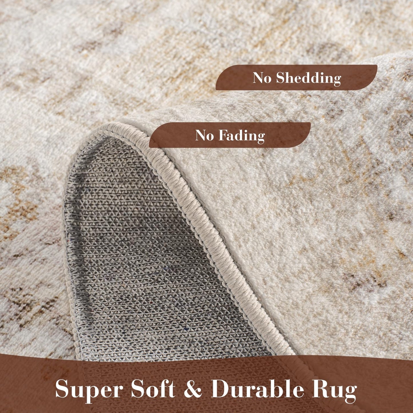 MontVoo-Area Rug 5X7 Rugs for Living Room-Beige Machine Washable Rug-Soft Living Room Rug-Vintage Non Slip Carpet-Rugs for Bedrooms Dining Room Living Room Office