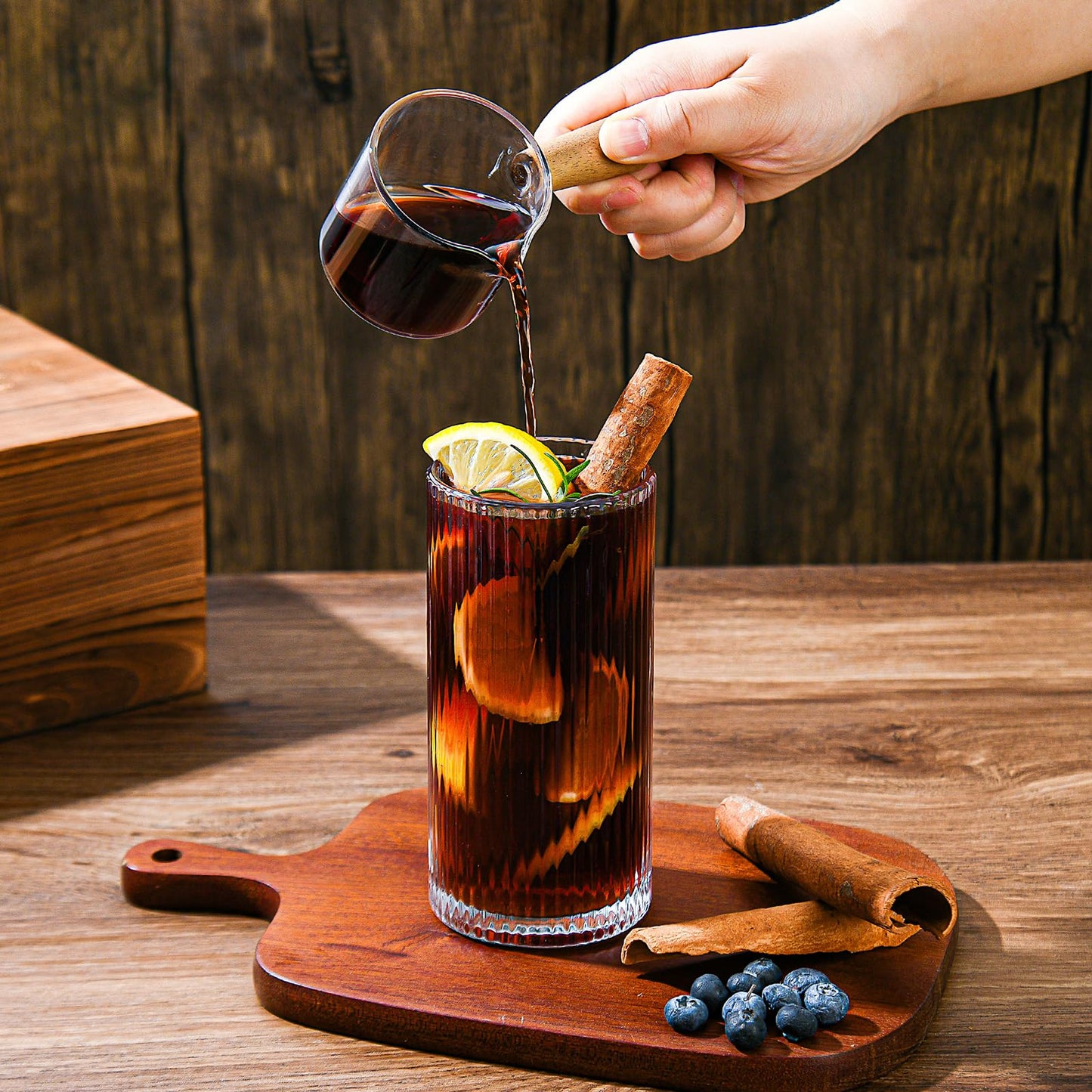 ZMOWIPDL Ribbed Glassware Vintage Drinking Glasses with Straws Set of 6,Clear Fluted Ripple Glass Cups 12oz,Ribbed Iced Coffee Cups for Cocktail, Whiskey, Beer, Juice, Water