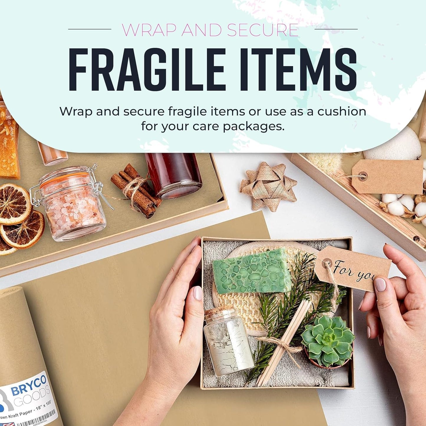 Bryco Goods 36" x 2,400" (200') Brown Kraft Paper Roll for Banner, Bulletin Board, Table & Floor Covering, Gift Wrapping, Bouquet Packing, Parcel (Brown, 36" x 200')