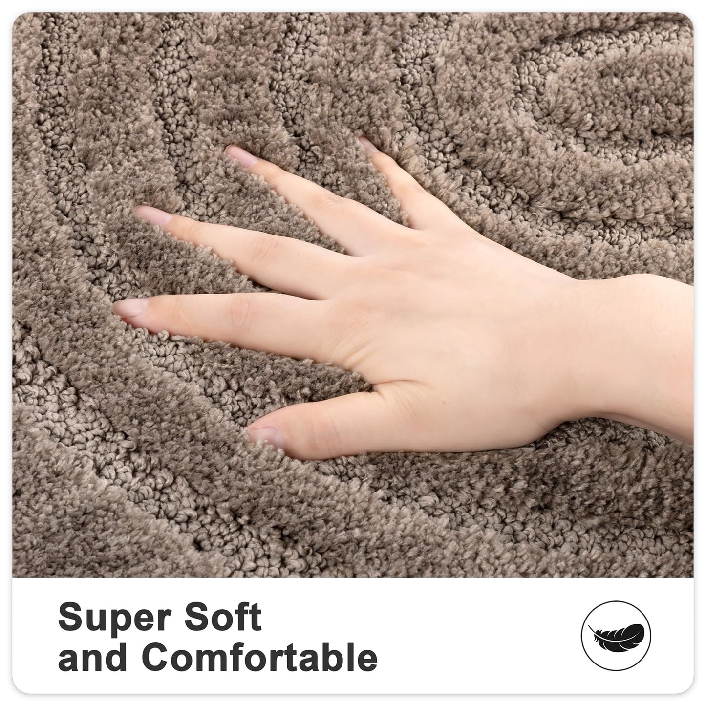 HEBE Microfiber Bath Mat Set 3 Piece, Ultra Absorbent Bathroom Mat, Non-Slip Plush Shaggy Bathroom Rug, Machine Washable Bath Mats for Bathroom Floor, Tub and Shower, Coffee