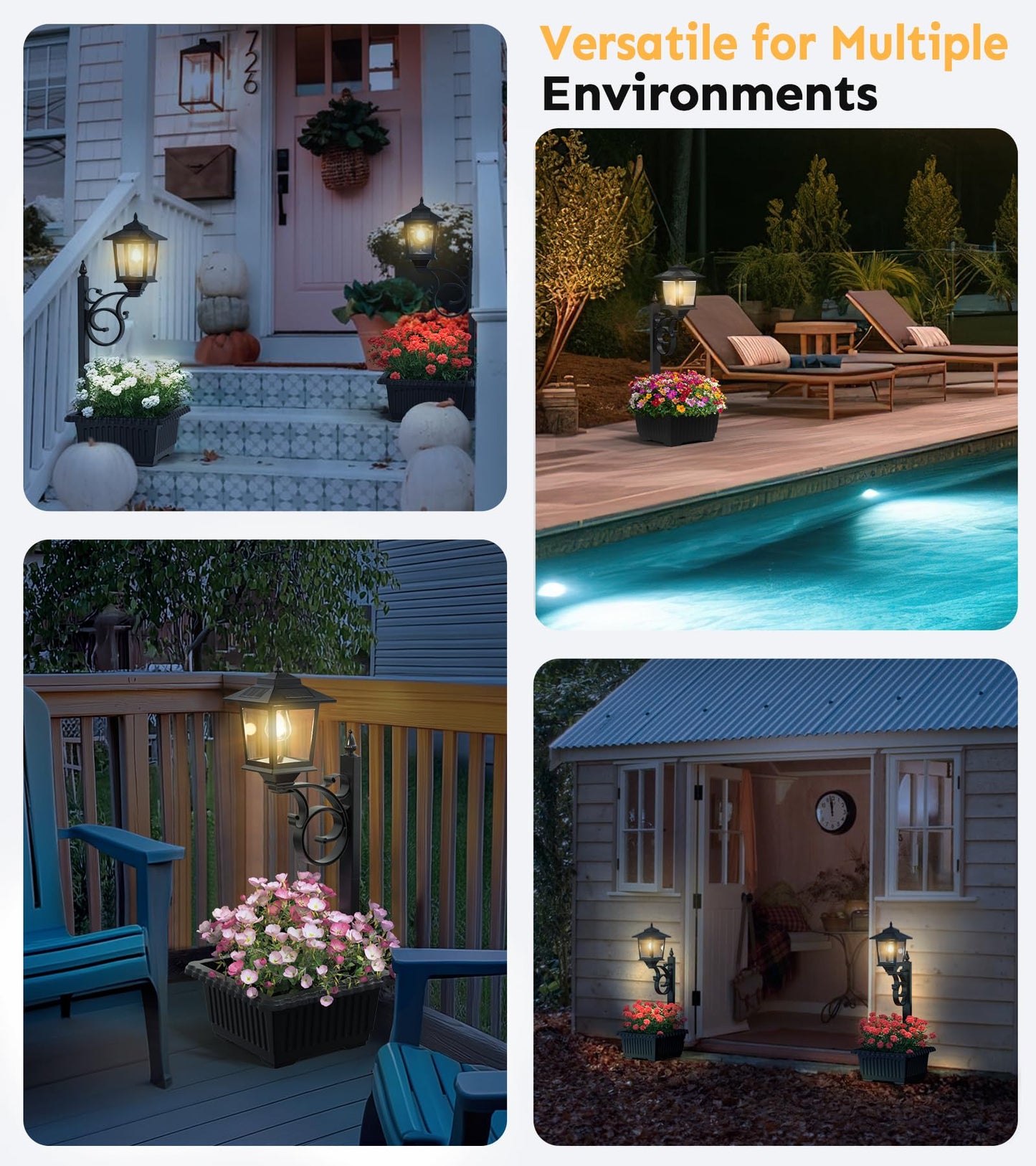 2 in 1 Solar Lamp Post Light with Planter, Outdoor Flower Pots, Solar Post Lights Waterproof, Led Planters Pots, Outdoor Lamps for Patio, Front Porch Decor, Warm White, Replaceable Bulb