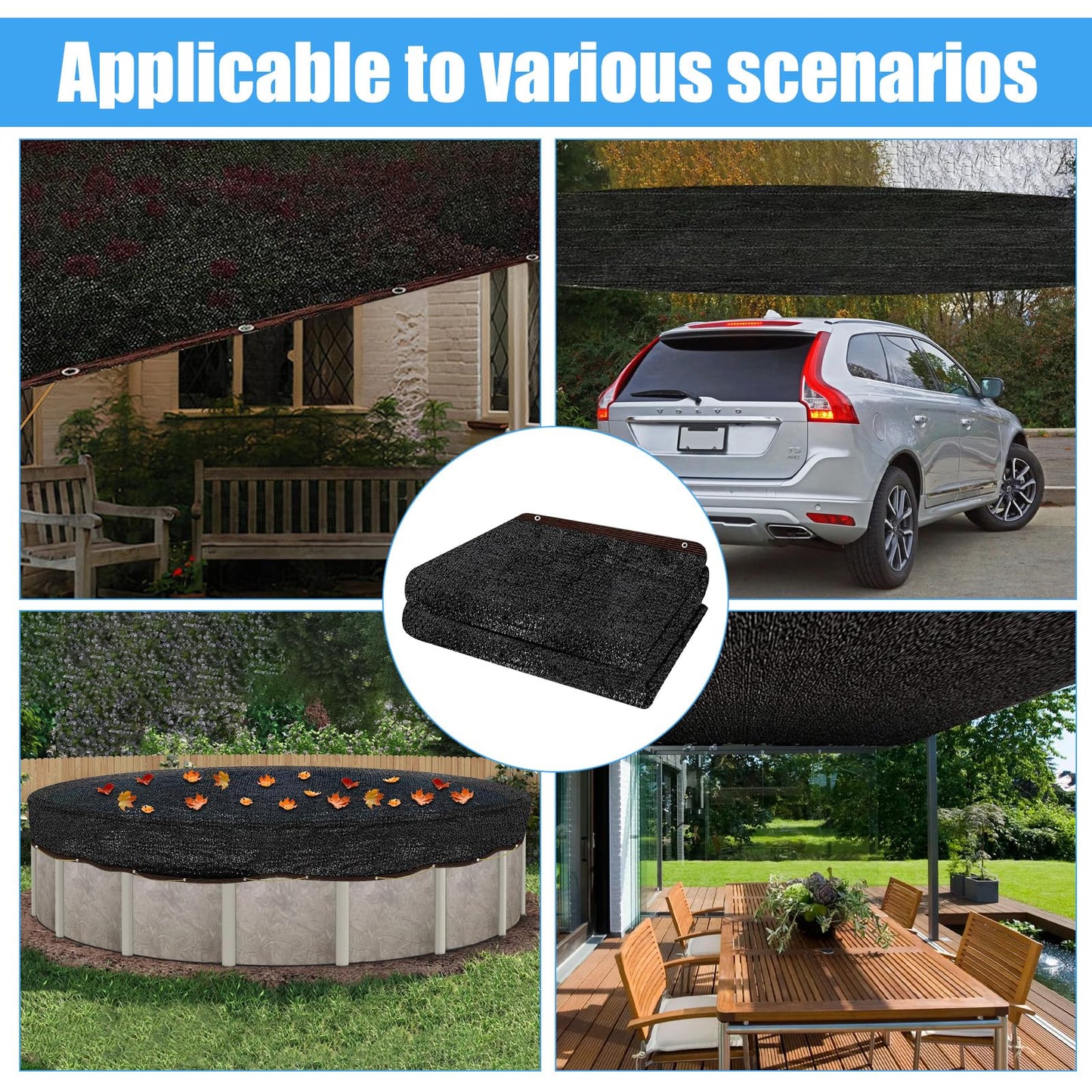 Pool Leaf Net Cover, Fine Mesh Leaf Netting Inground and Above Ground Pools, Pool Screen Cover Pond Net to Keep Leaves Out (for 24ft Round Pool)