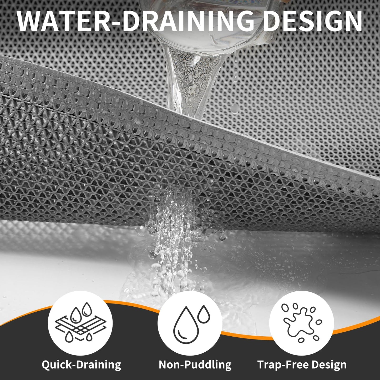 YDKGL Front Door Mat 24''x36'', Drainage Heavy Duty Dirt Trapping Non-Slip Doormats, Rubber Floor Mats, Restaurant Commercial Kitchen Industral Pool Entrance Bar Wet Area, Grey