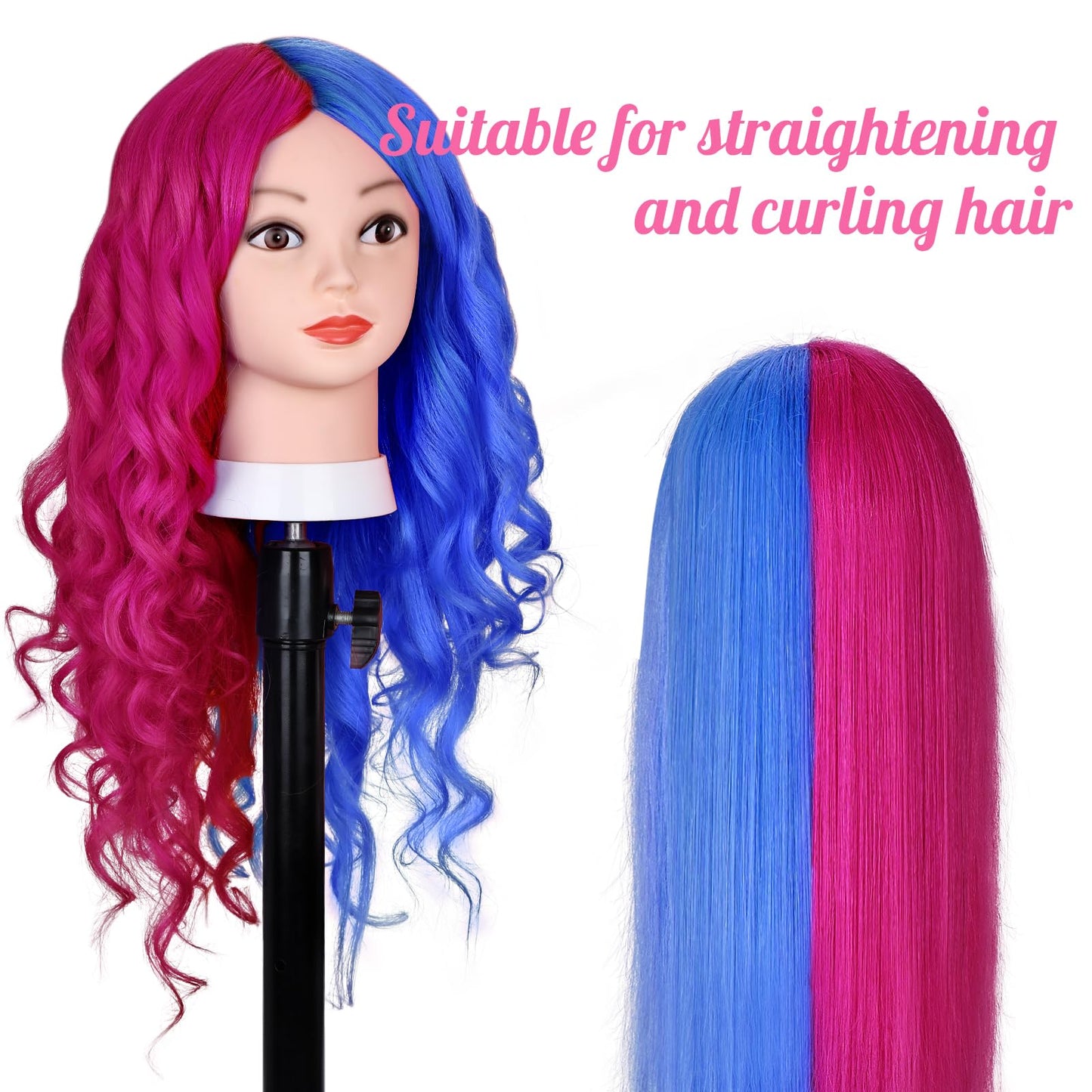 Mannequin Head with 60% Real Human Hair, Beauty star 26" Cosmetology Manikin Head, Doll Head for Hair Styling to Practice Styles, Hairdressing Training Braiding Maniquine Heads with Table Stand