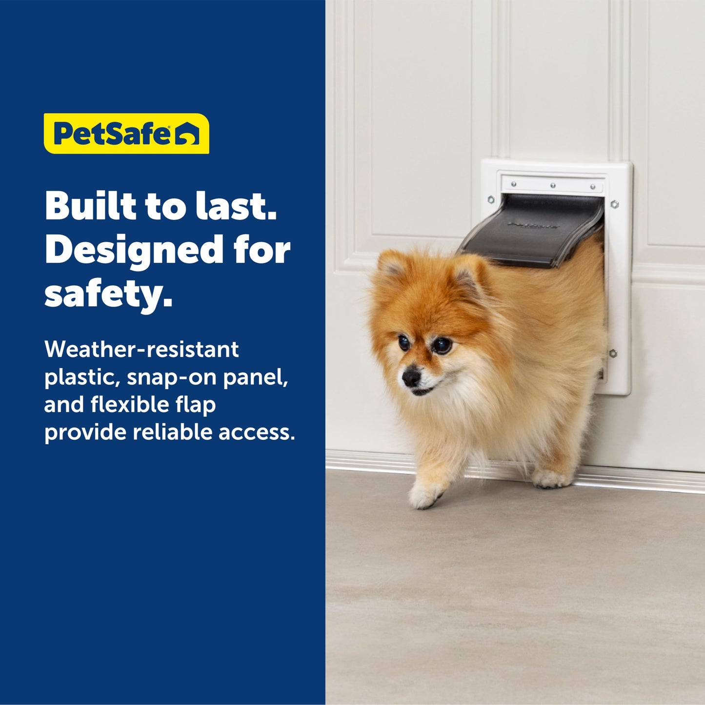 PetSafe Plastic Dog and Cat Door, Small, For Pets Up To 15 lb, Paintable, Easy DIY Installation, Security Cover Included, Install in Interior and Exterior Doors or Walls, Durable, Adjustable Flap