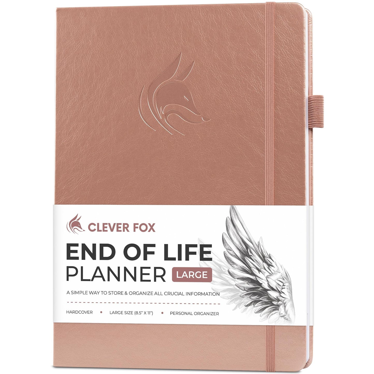 Clever Fox Large End of Life Planner – Guided Final Arrangements Organizer Notebook for Instructions, Beneficiary Info, Will Preparation, Last Wishes & Funeral Planning – 8.5" x 11" (Rose Gold)