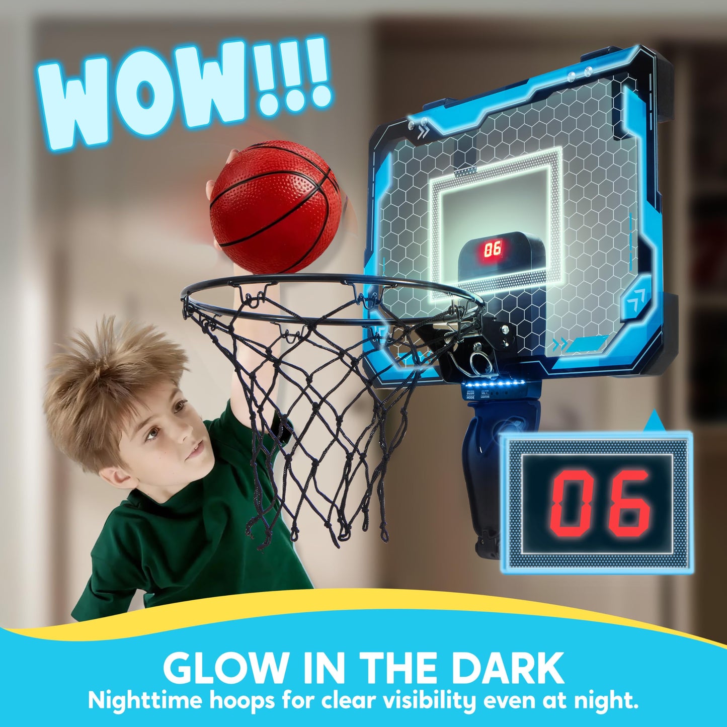 Basketball Hoop for Kids, Mini Indoor Basketball Hoop with 4 Balls Indoor Basketball Toys for 6 7 8 9 10 11 12 13 14 Year Old Sport Toys Birthday Gift