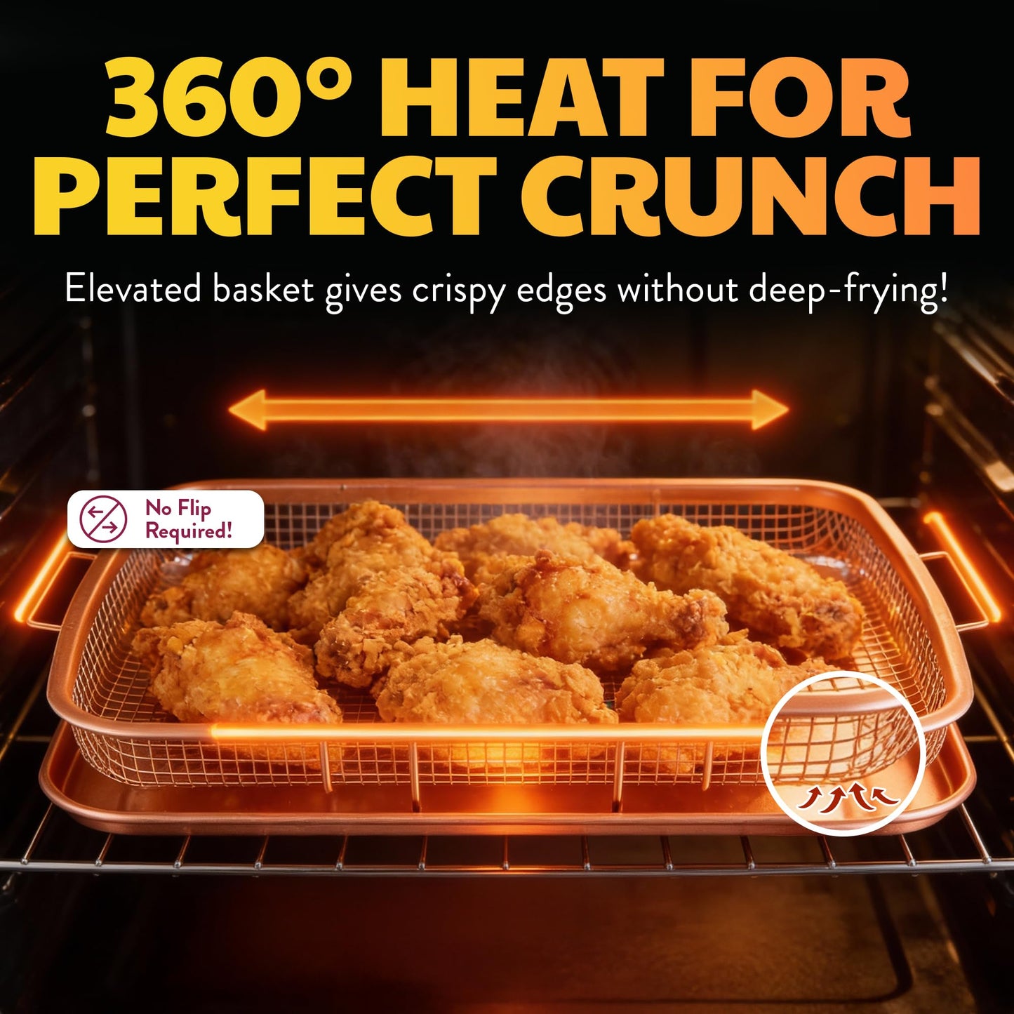 Gotham Steel Air Fryer Tray, Air Fry Basket for Oven, 2 Piece Nonstick Copper Crisper Tray, Air Fry for Convection Oven, Also Great for Baking & Crispy Foods, Dishwasher Safe – XL 16.5” x 12.5”