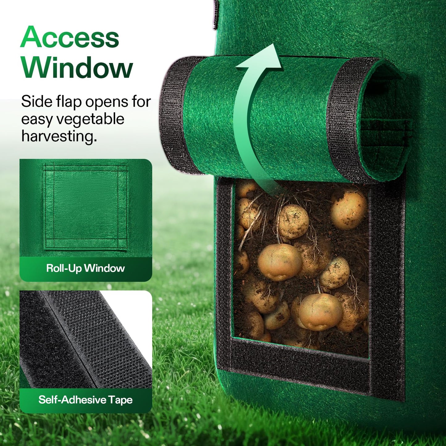 VIVOSUN 5-Pack 7 Gallon Potato Grow Bags with Handles, Non-Woven Fabric Bags for Carrots Tomato