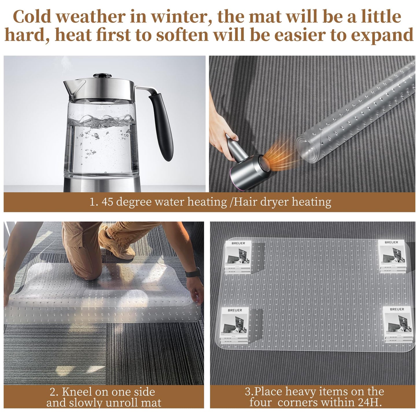 MESHDO Carpet Chair Mat 53X 45 Inch - 2.2MM Thicker Office Chair Mat for Carpet Floors, Clear and Thick Rolling Computer Chair Mat with Non-Slip Studded for Home and Office Low Pile Carpets