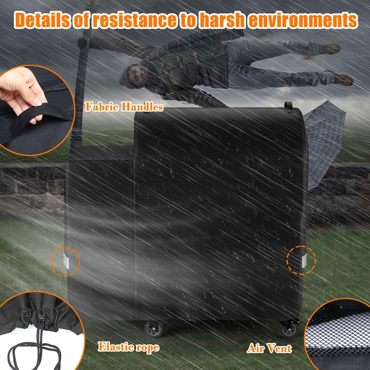 Hisencn Grill Cover for Recteq RT-590, Recteq Deck Boss 590 Wood Pellet Smoker Grill, Heavy Duty Waterproof Grill Cover with Reflective Strips, Moisture Proof Vents and Drawstring, Outdoor BBQ