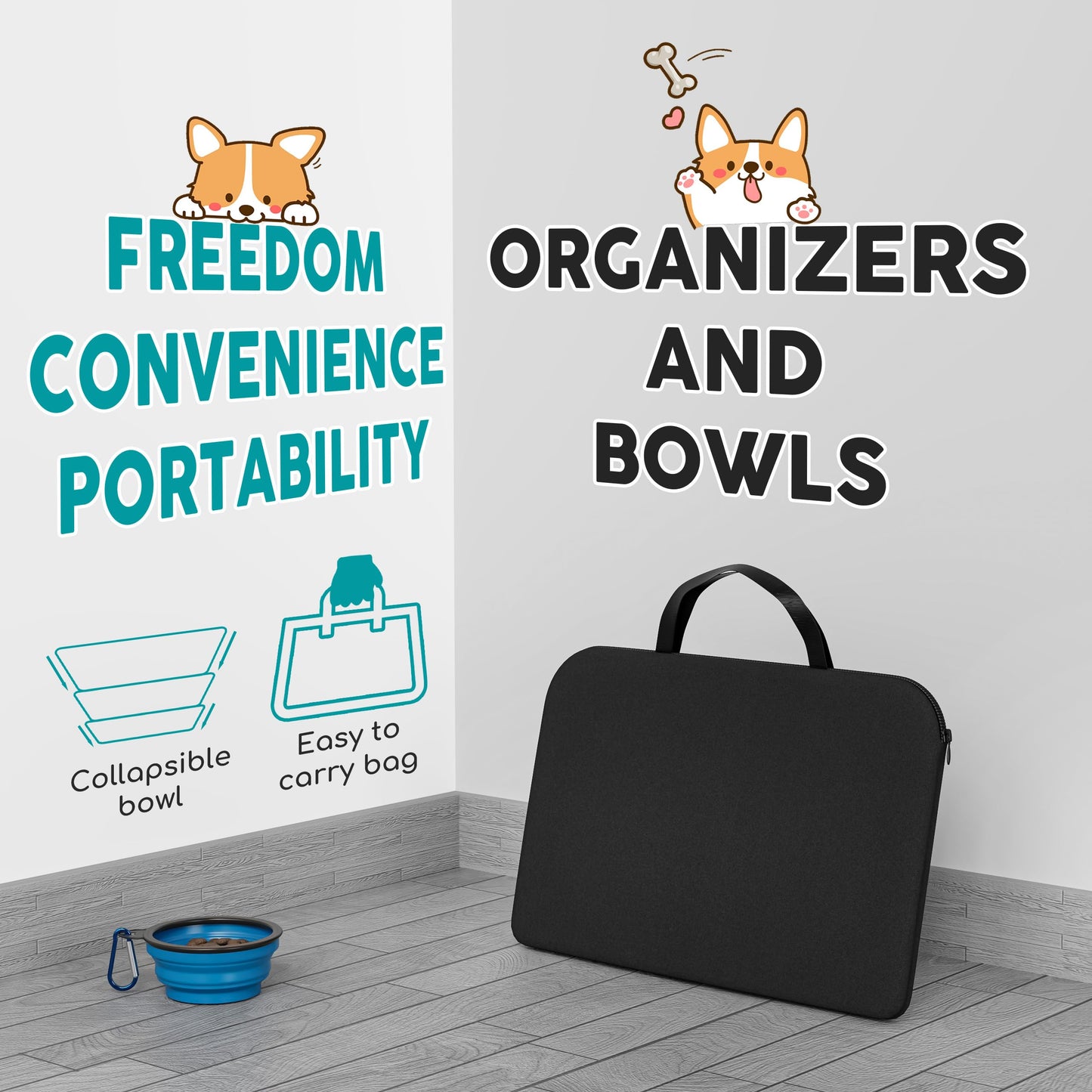 ZuHucpts Portable Foldable Pet Playpen/Dog Puppy Pen/Cat Tent cage | Indoor Outdoor Use | + Travel Bowl (Large 36" x 36" x 23", Bule)