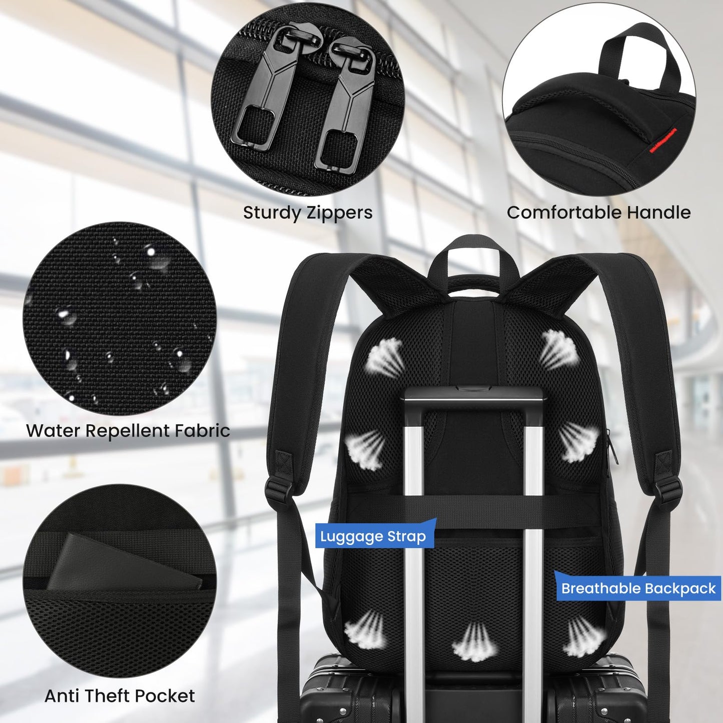 Travel Laptop Backpack,15.6 inch Anti Theft Bussiness Back Pack with USB Charging Port,School Computer Bookbag Fits 17.3 Inch Notebook,Work Backpack for Men Women