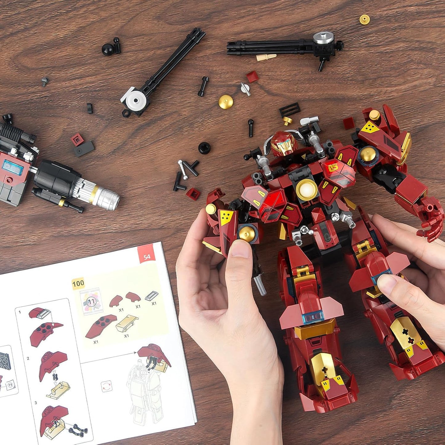 HIGH GODO Mech Robot Transforming Building Blocks Set for Adults,City Warrior Justice Hero Soldier Mech Model Building Kit, Cool Creative Robots Toys Gift for Teens Boys, 588 PCS