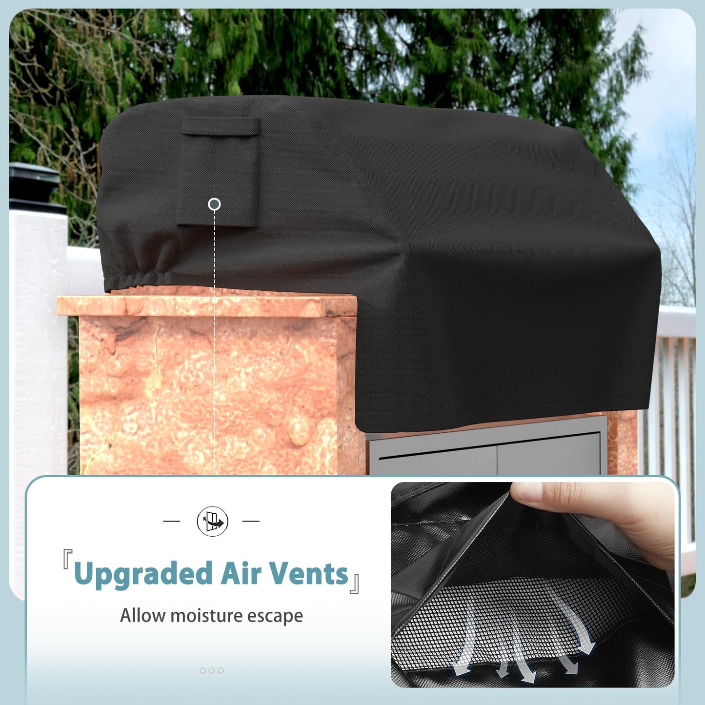 SHINESTAR 32'' Built-in Grill Cover for DCS, Jenn-Air, Bull, Napoleon, Coyote, and Weber, Waterproof & Windproof Island Grill Top Cover, 33'' W x 26.5'' D x 24'' H